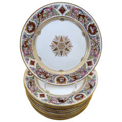 Sevres Porcelain 12 Presentation Plates from the Louis Philippe Hunting Service