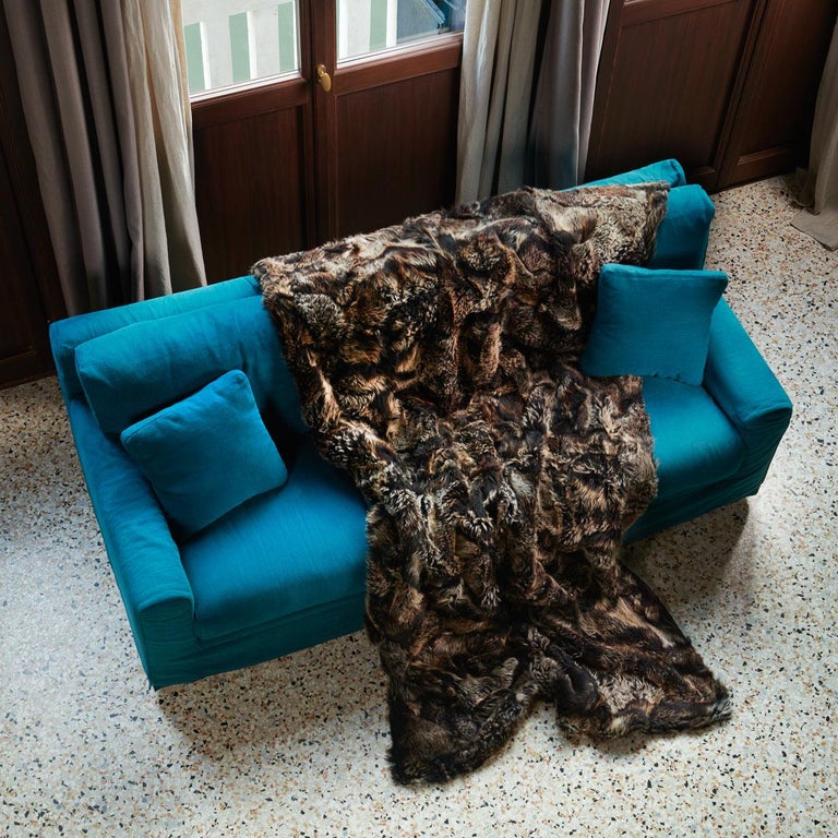 Real "Upcycled" King Size Fur Blanket with Silk Backing For Sale at 1stDibs
