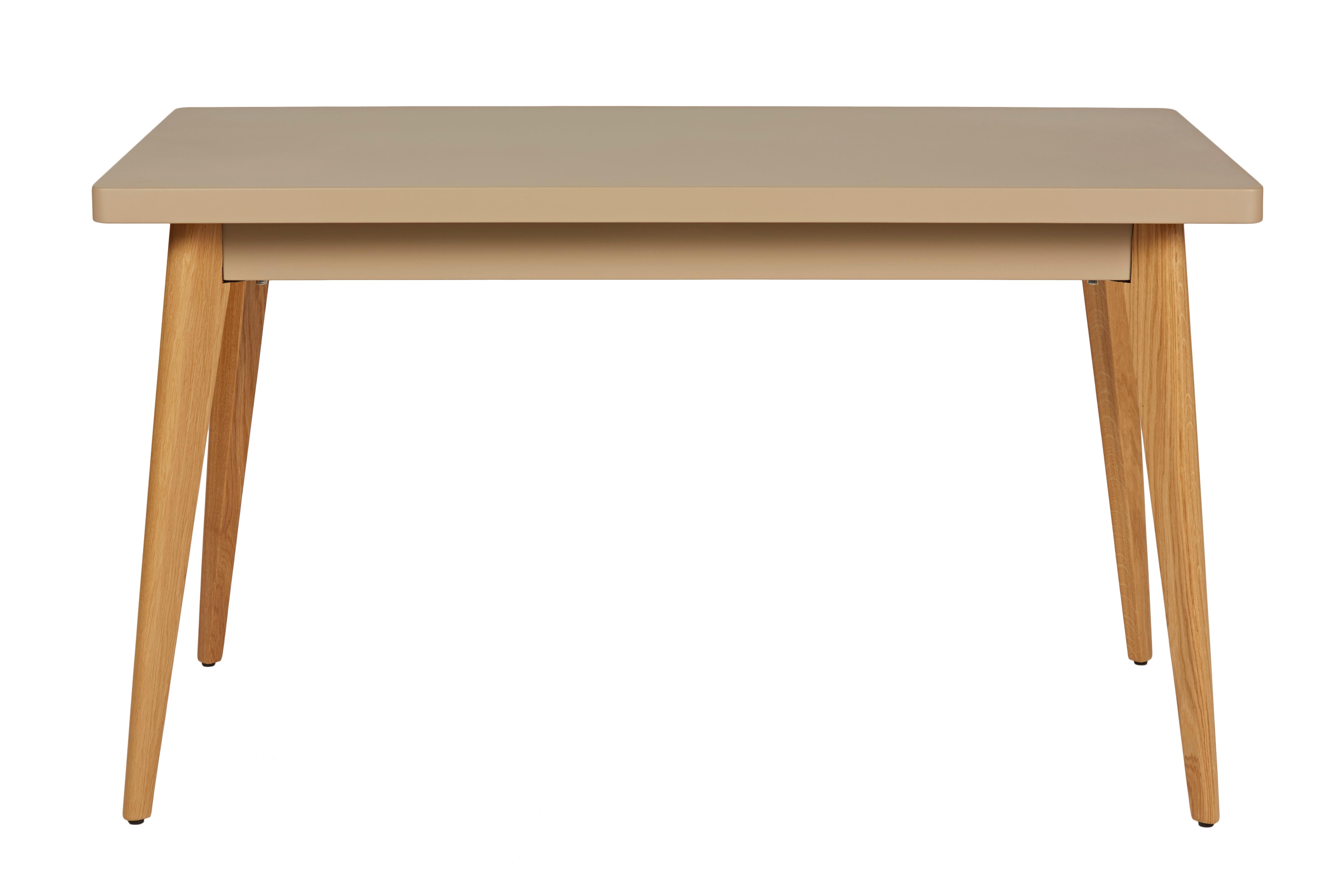 For Sale: Brown (Muscade) 55 Small Table with Wood Legs in Essential Colors by Jean Pauchard & Tolix