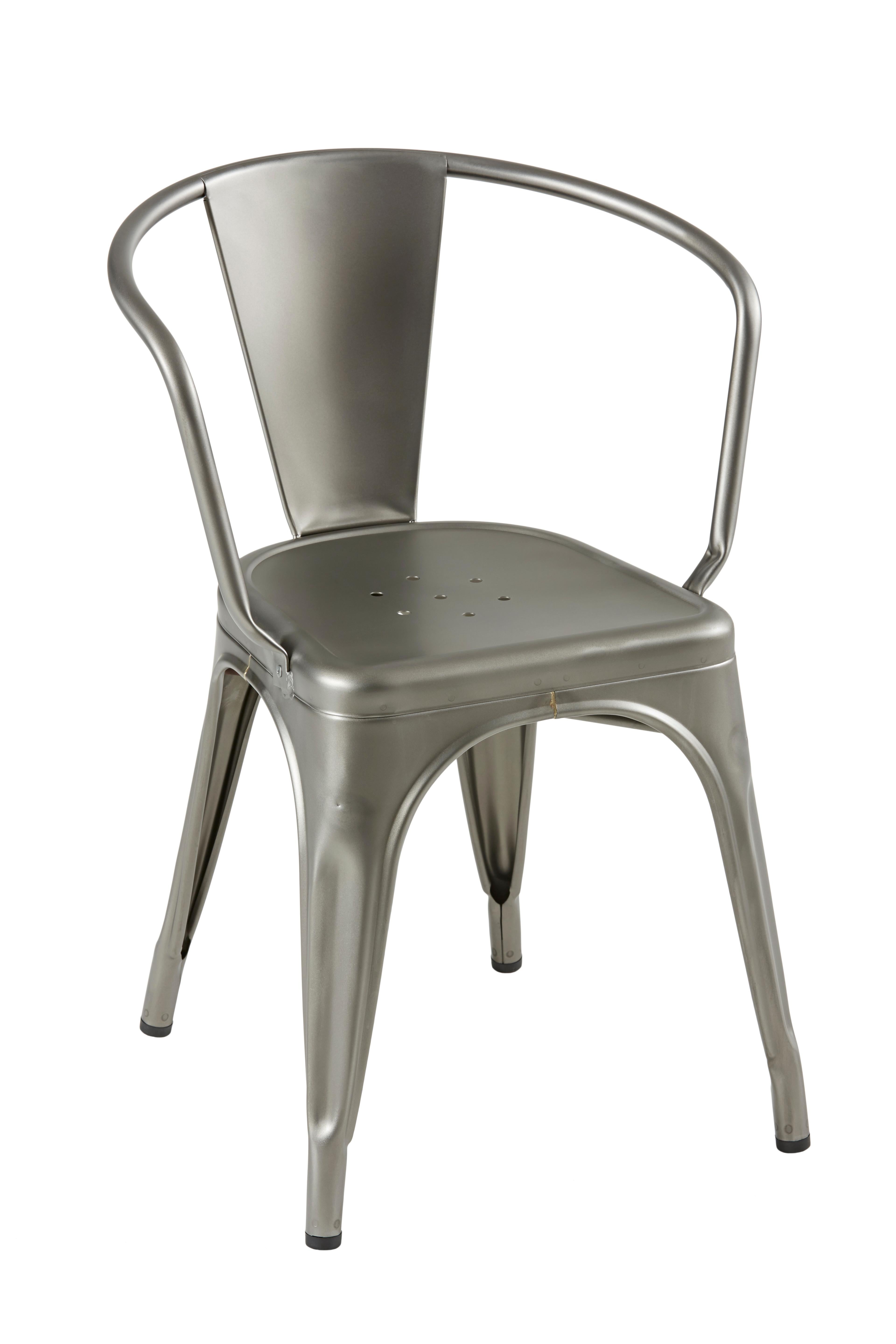 For Sale: Gray (Vernis Satiné) A56 Armchair in Essential Colors by Jean Pauchard & Tolix 2