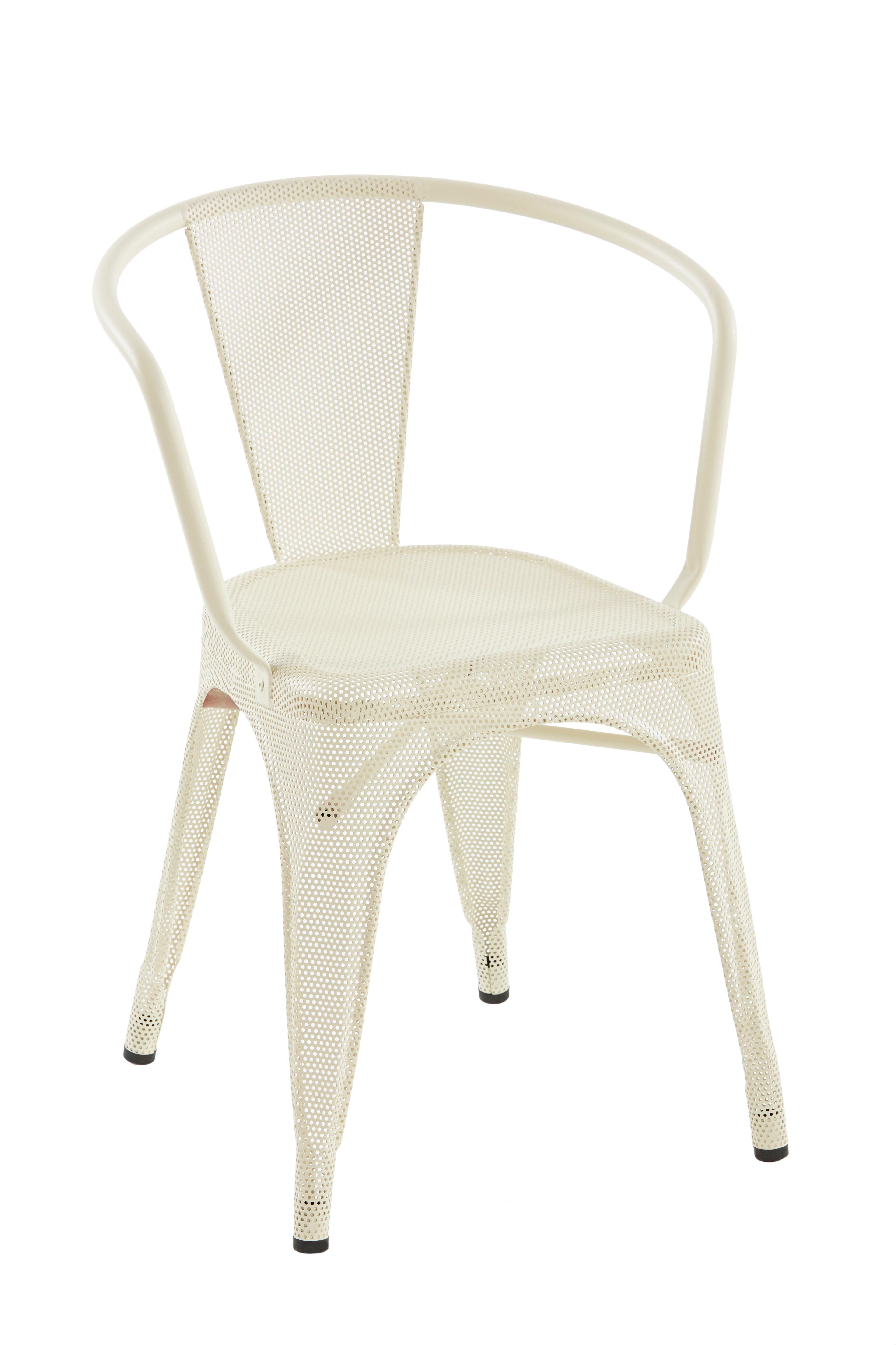 For Sale: White (Ivoire) A56 Perforated Armchair in Essential Colors by Jean Pauchard & Tolix 3