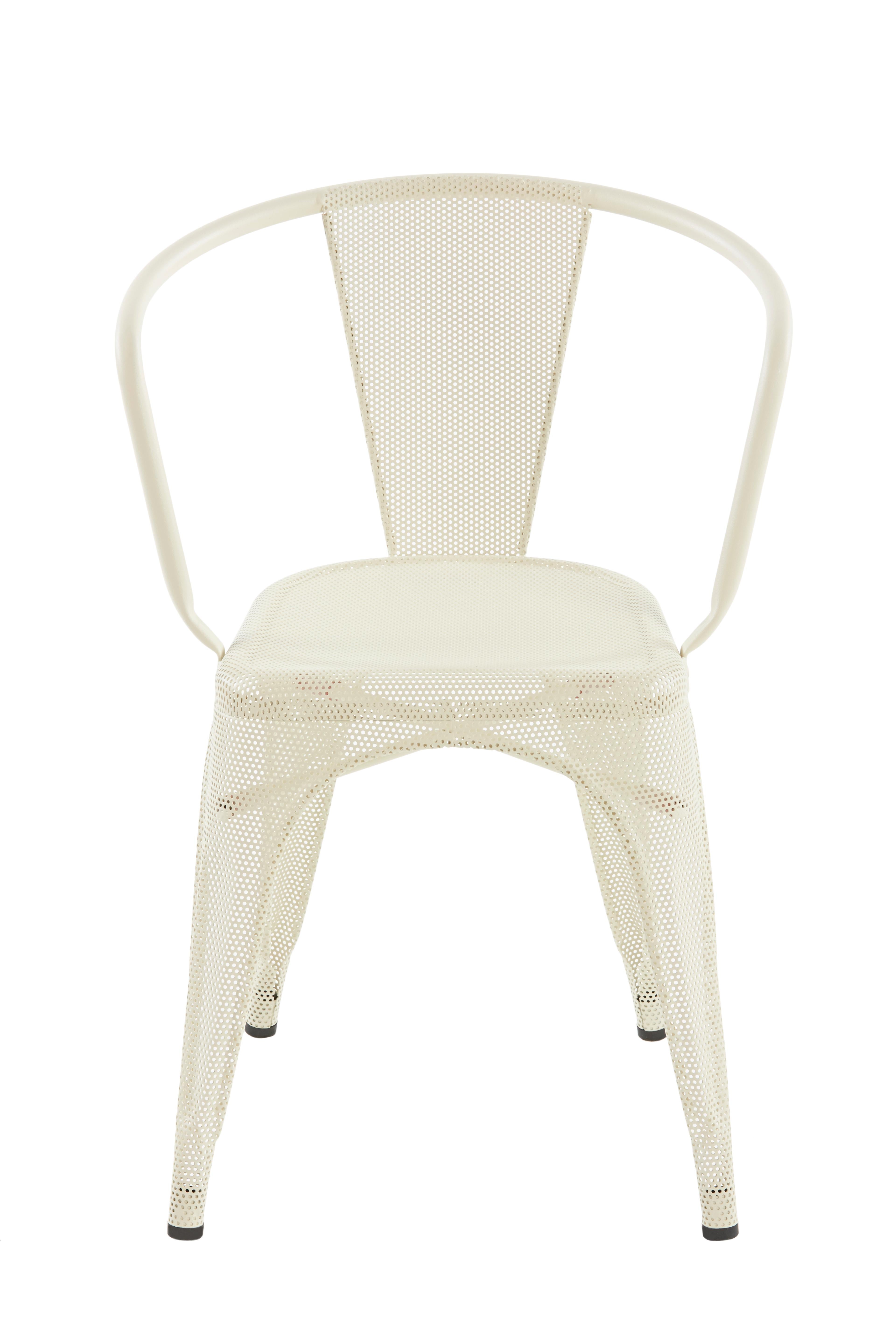 For Sale: White (Ivoire) A56 Perforated Armchair in Essential Colors by Jean Pauchard & Tolix 2