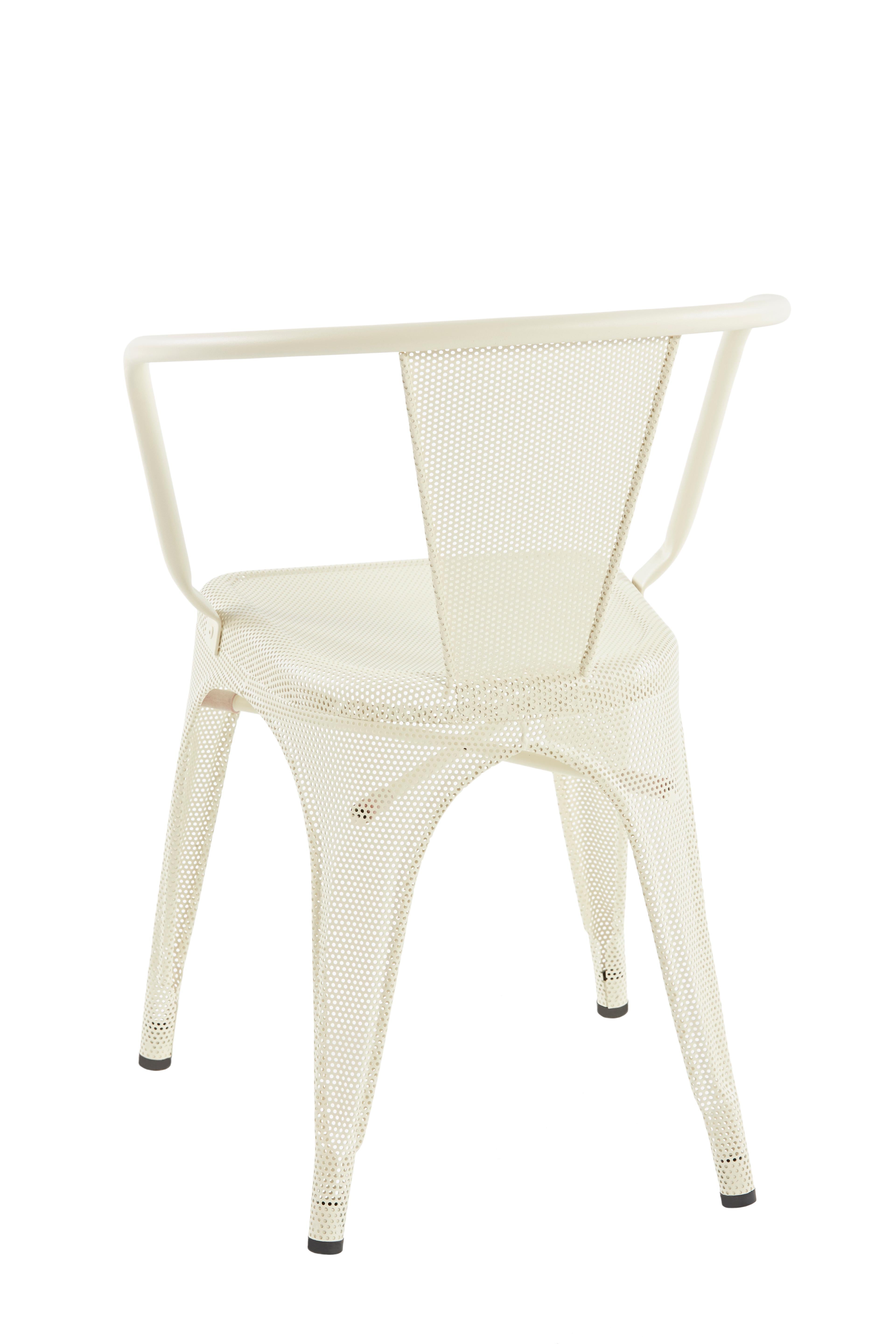 For Sale: White (Ivoire) A56 Perforated Armchair in Essential Colors by Jean Pauchard & Tolix 4