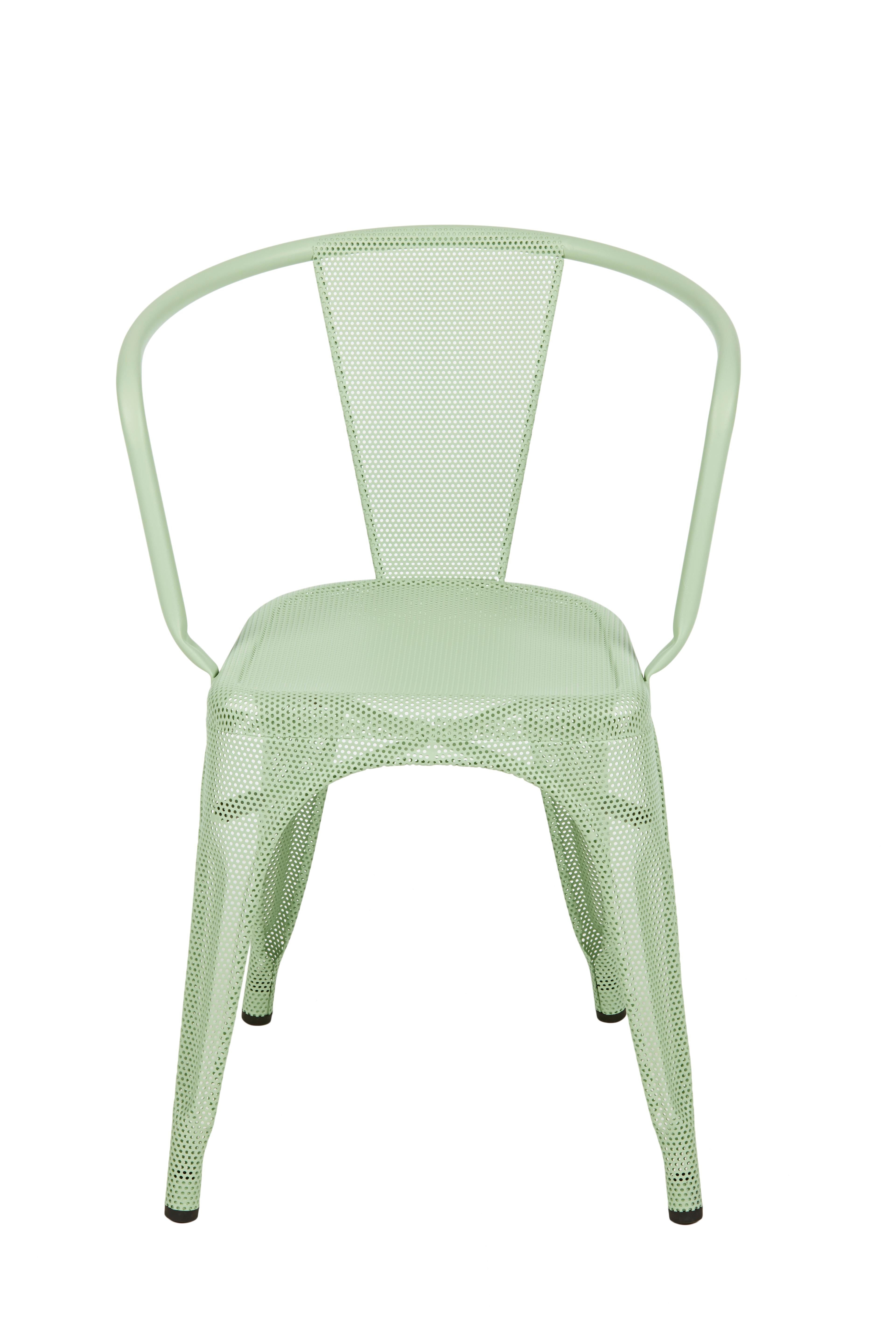 For Sale: Green (Vert Anis) A56 Perforated Armchair in Pop Colors by Jean Pauchard & Tolix