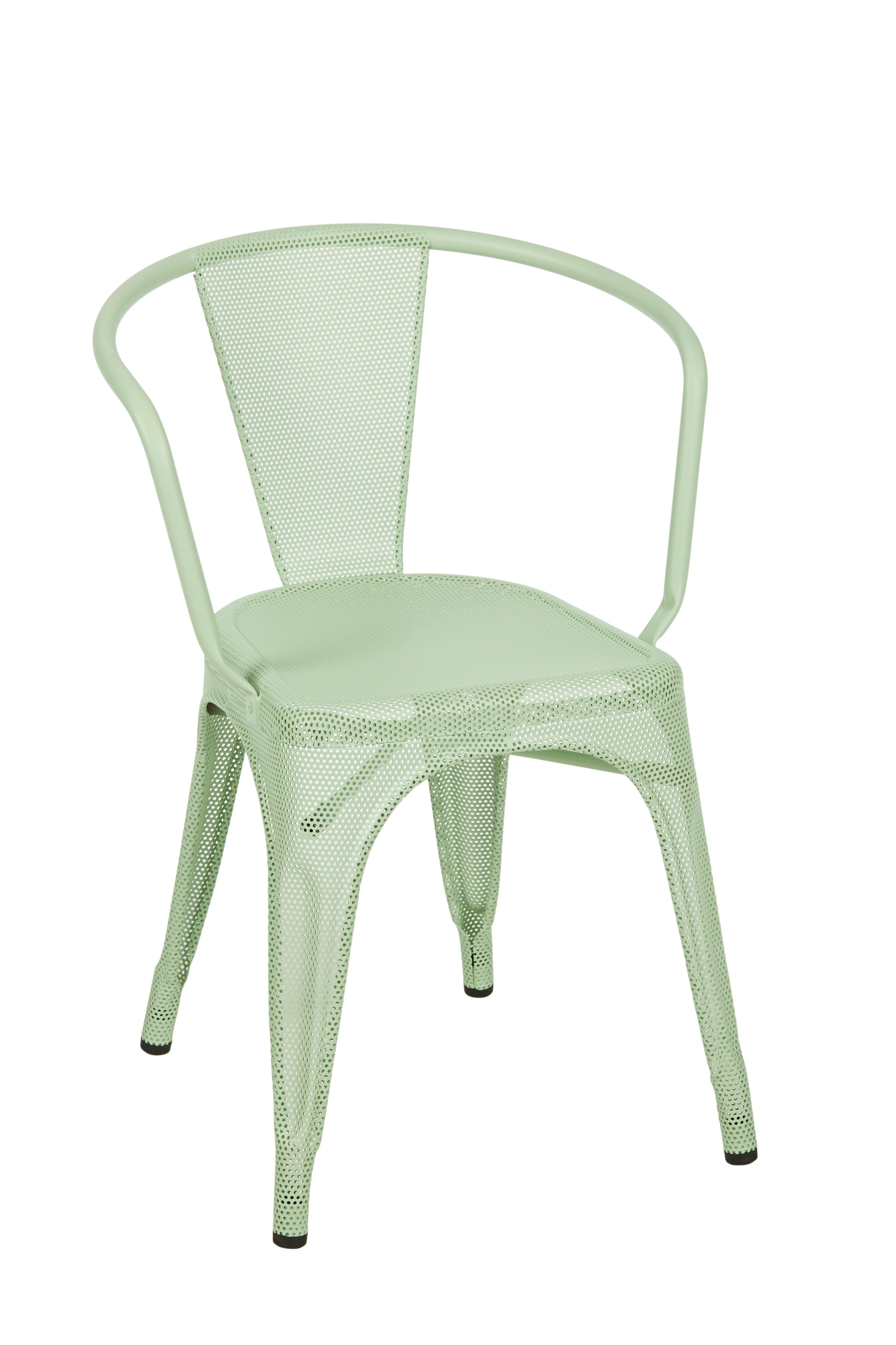 For Sale: Green (Vert Anis) A56 Perforated Armchair in Pop Colors by Jean Pauchard & Tolix 2