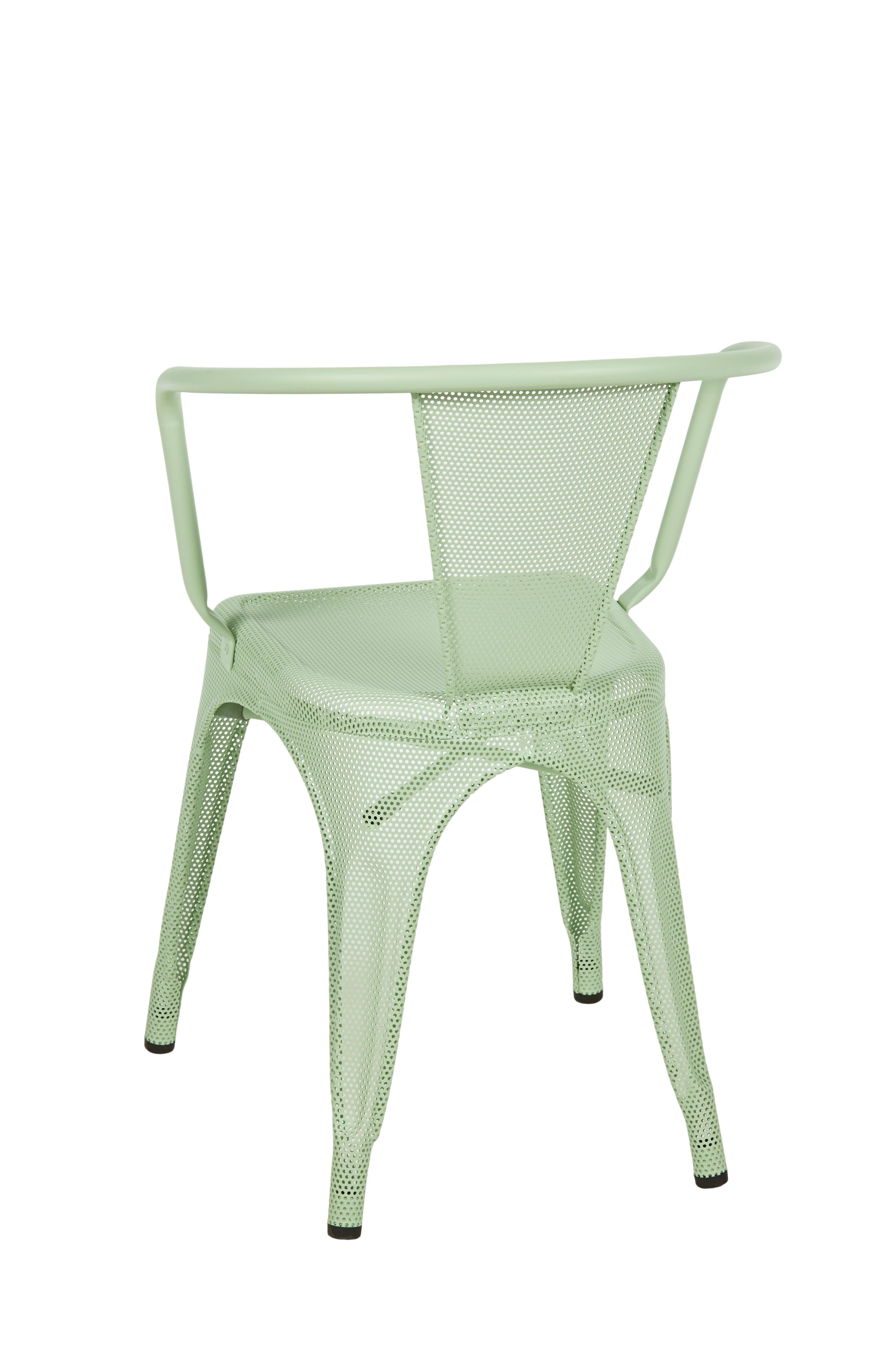 For Sale: Green (Vert Anis) A56 Perforated Armchair in Pop Colors by Jean Pauchard & Tolix 3