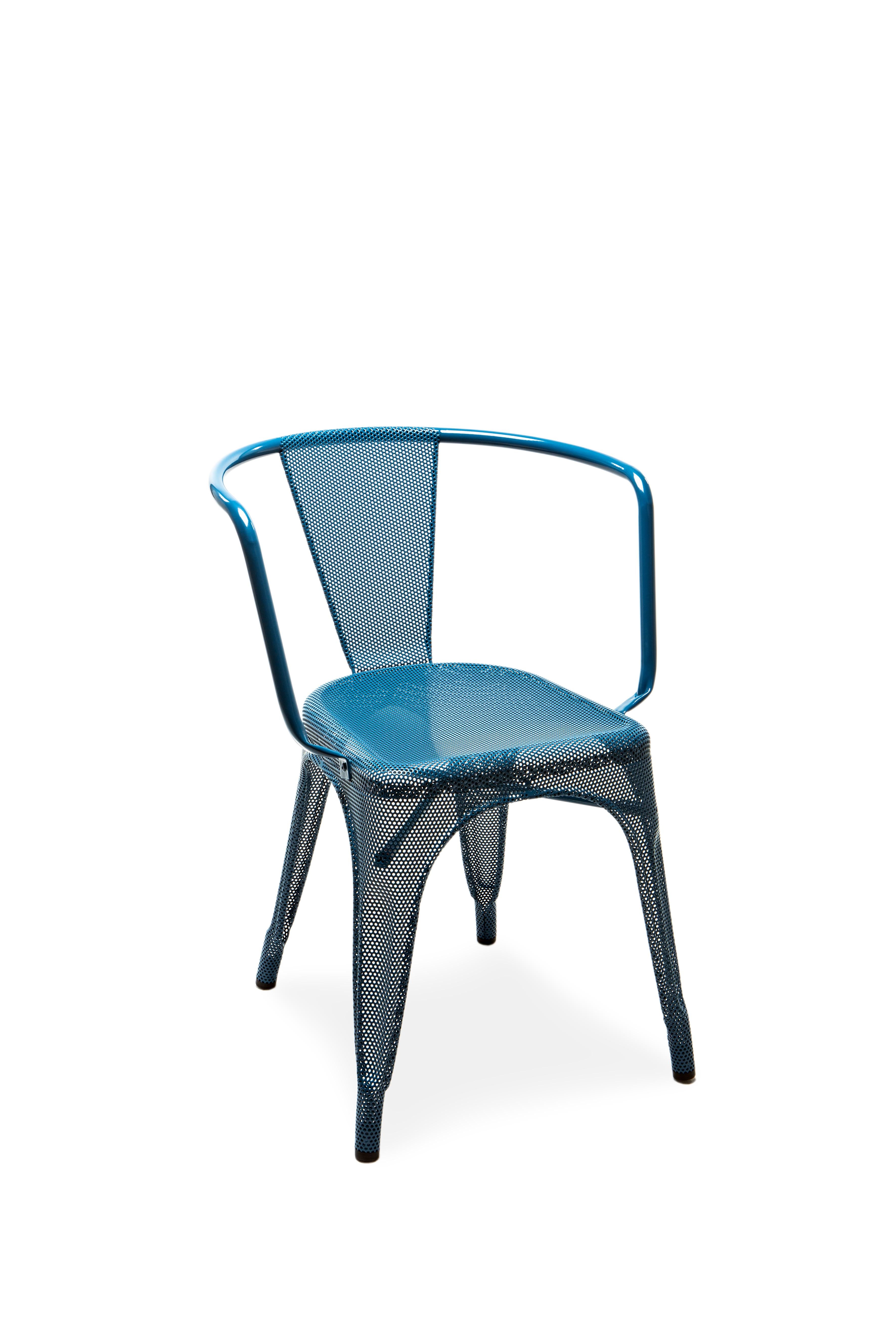 For Sale: Blue (Bleu Ocean) A97 Perforated Armchair in Essential Colors by Chantal Andriot & Tolix 3