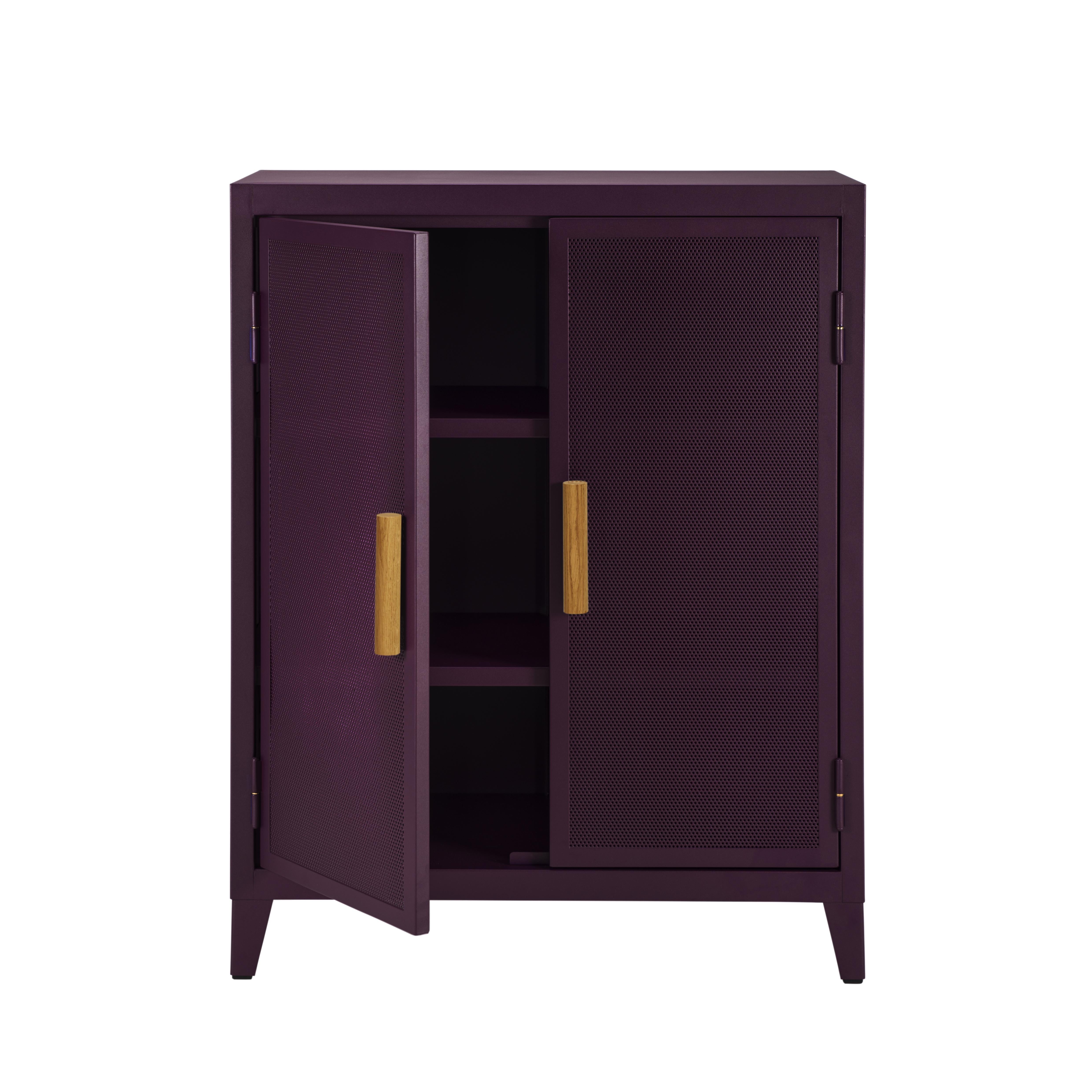 For Sale: Purple (Aubergine) B2 Perforated Low Locker in Pop Colors by Chantal Andriot and Tolix 4