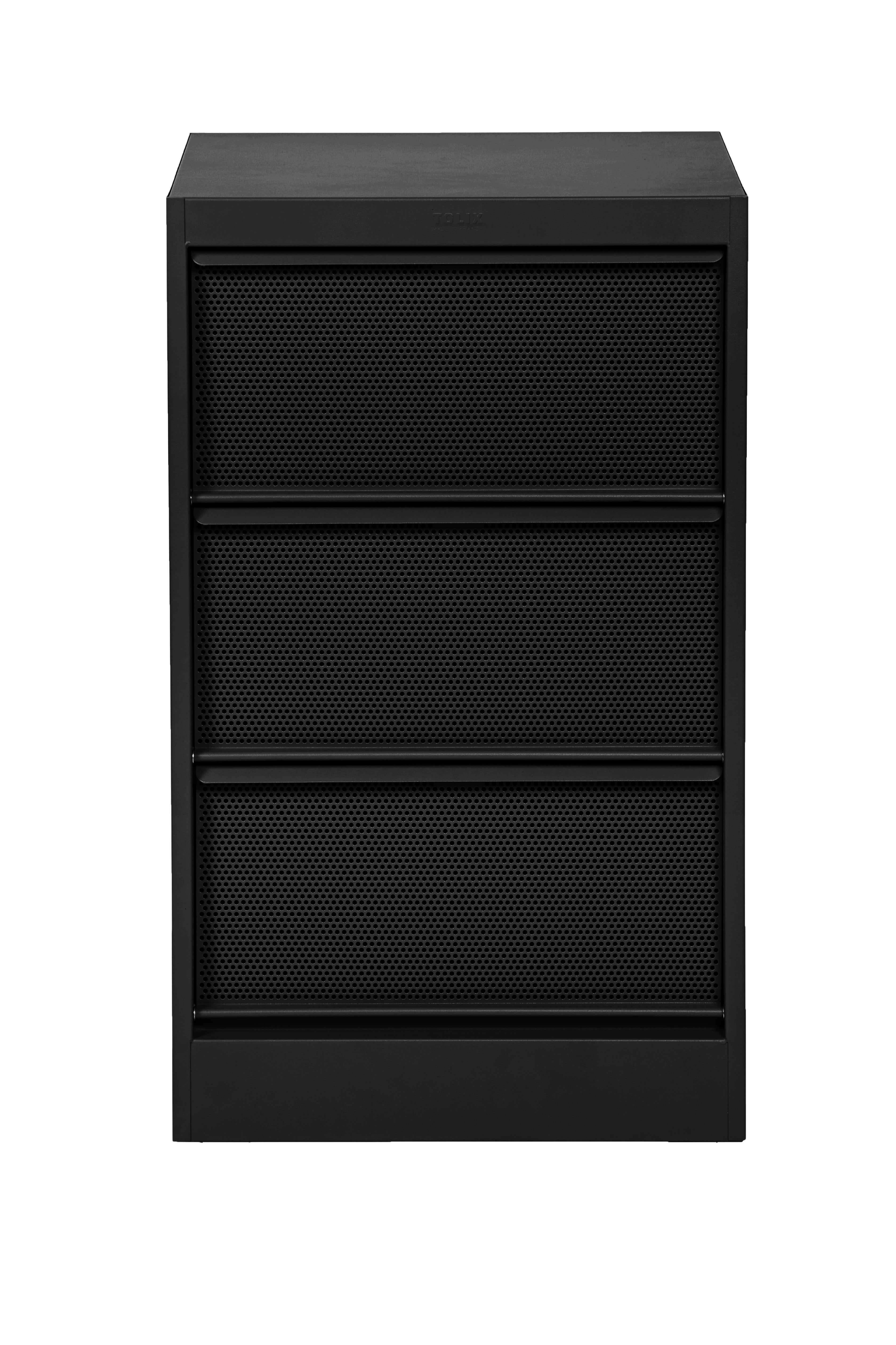 For Sale: Black (Noir) CC3 Perforated Industrial Cabinet in Essential Colors by Xavier Pauchard