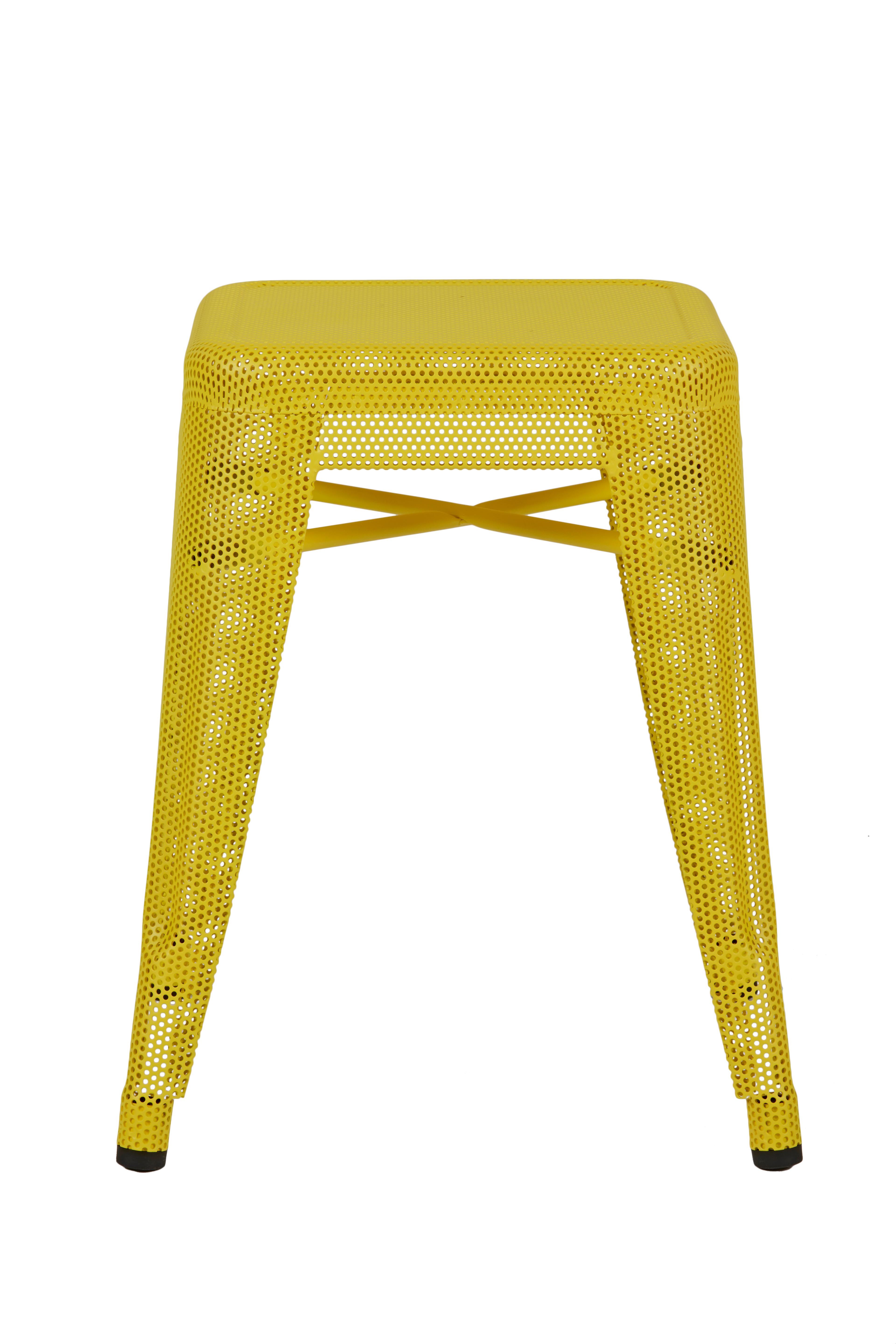 For Sale: Yellow (Citron) H Stool 45 Perforated in Essential Colors by Chantal Andriot and Tolix 2
