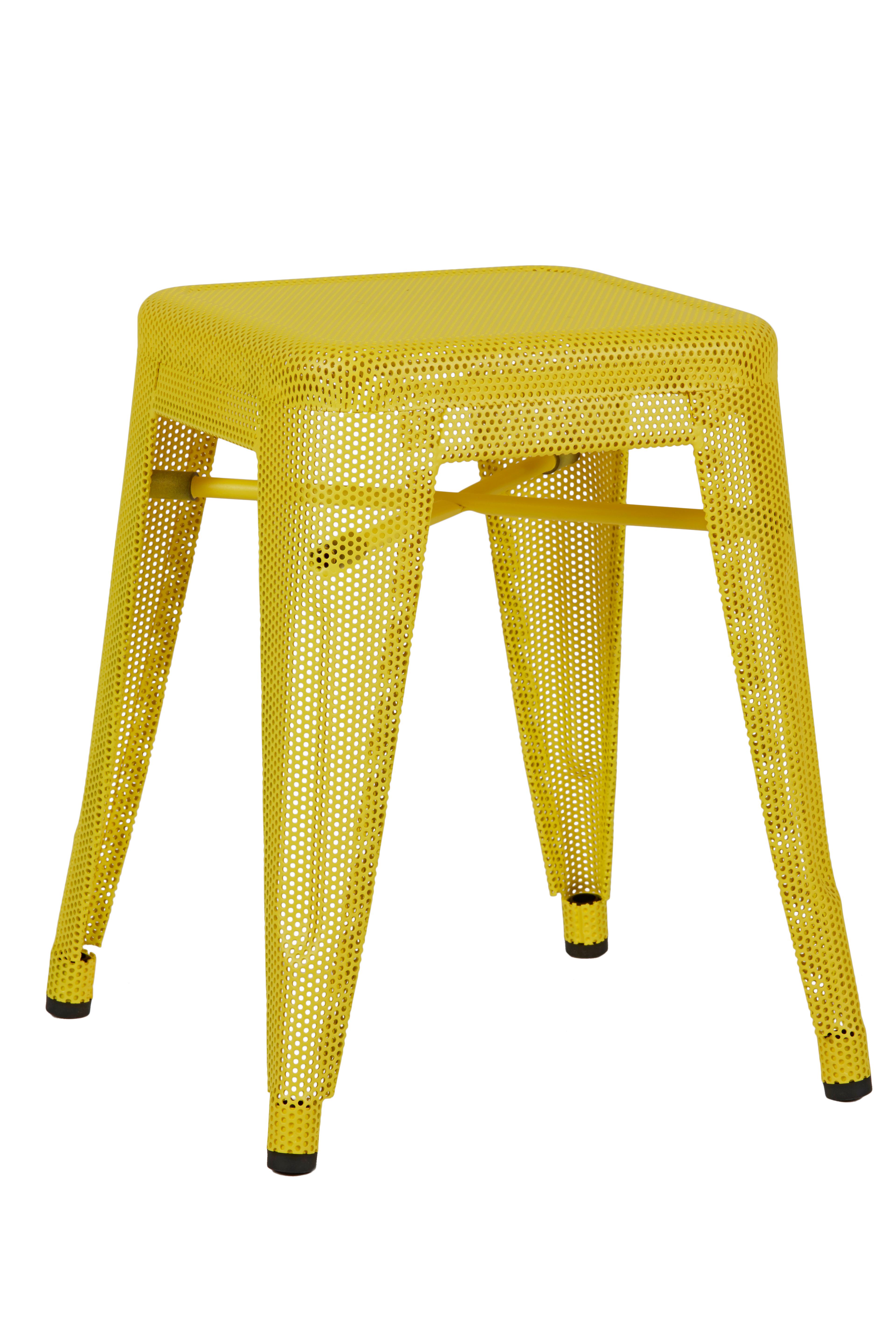For Sale: Yellow (Citron) H Stool 45 Perforated in Essential Colors by Chantal Andriot and Tolix 3