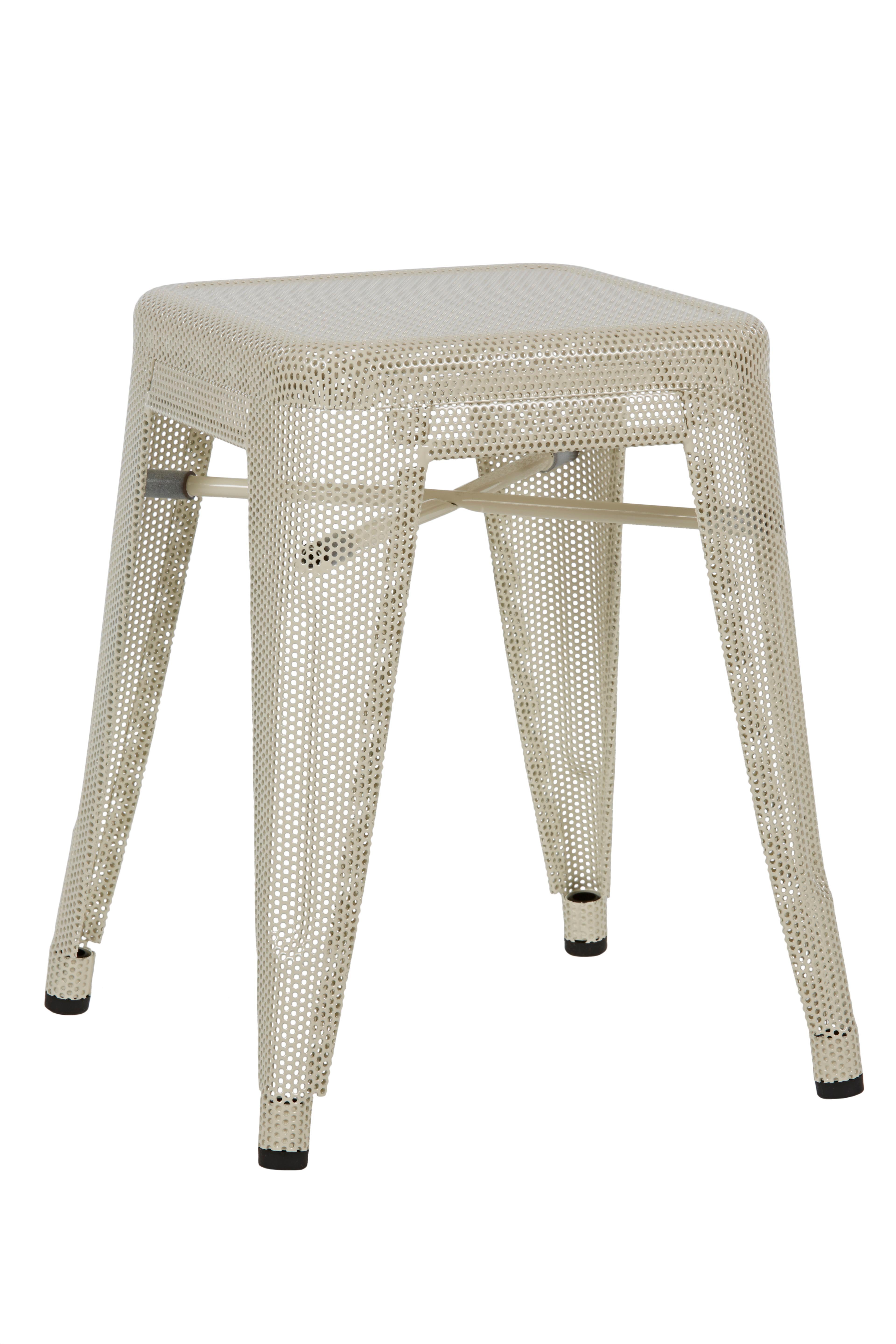 For Sale: White (Ivoire) H Stool 45 Perforated in Essential Colors by Chantal Andriot and Tolix 2
