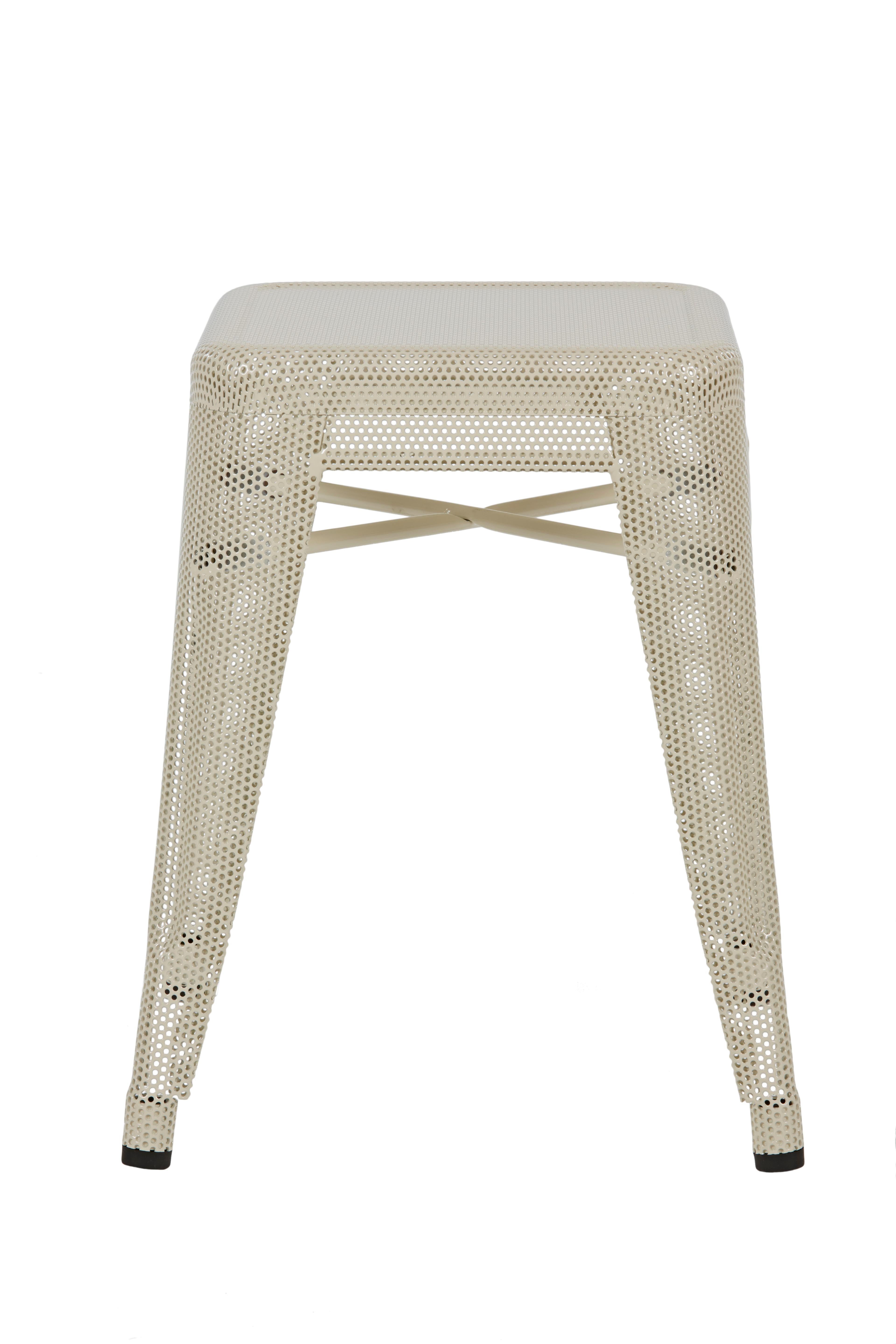 For Sale: White (Ivoire) H Stool 45 Perforated in Essential Colors by Chantal Andriot and Tolix