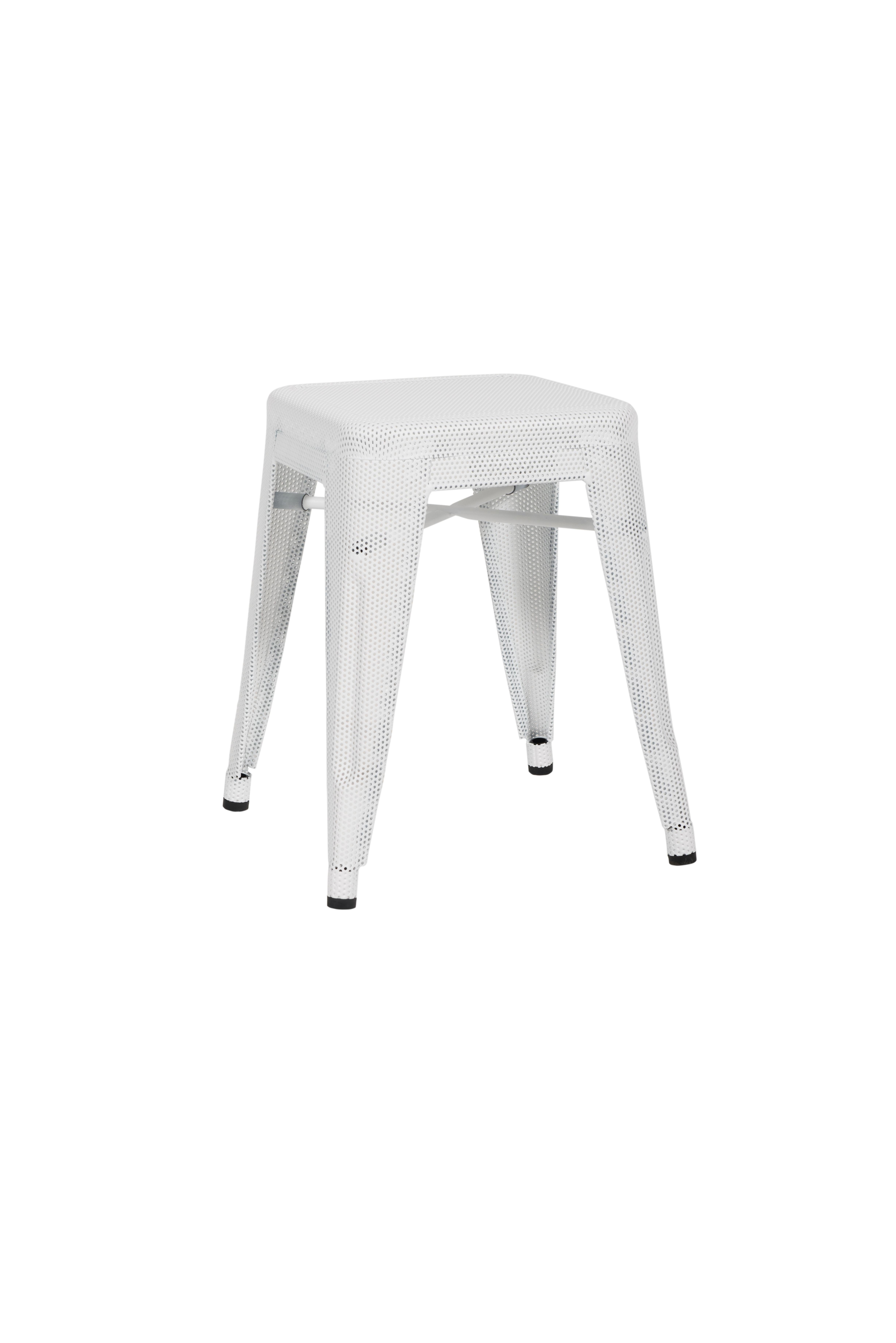 For Sale: White (Blanc) H Stool 45 Perforated in Essential Colors by Chantal Andriot and Tolix 2