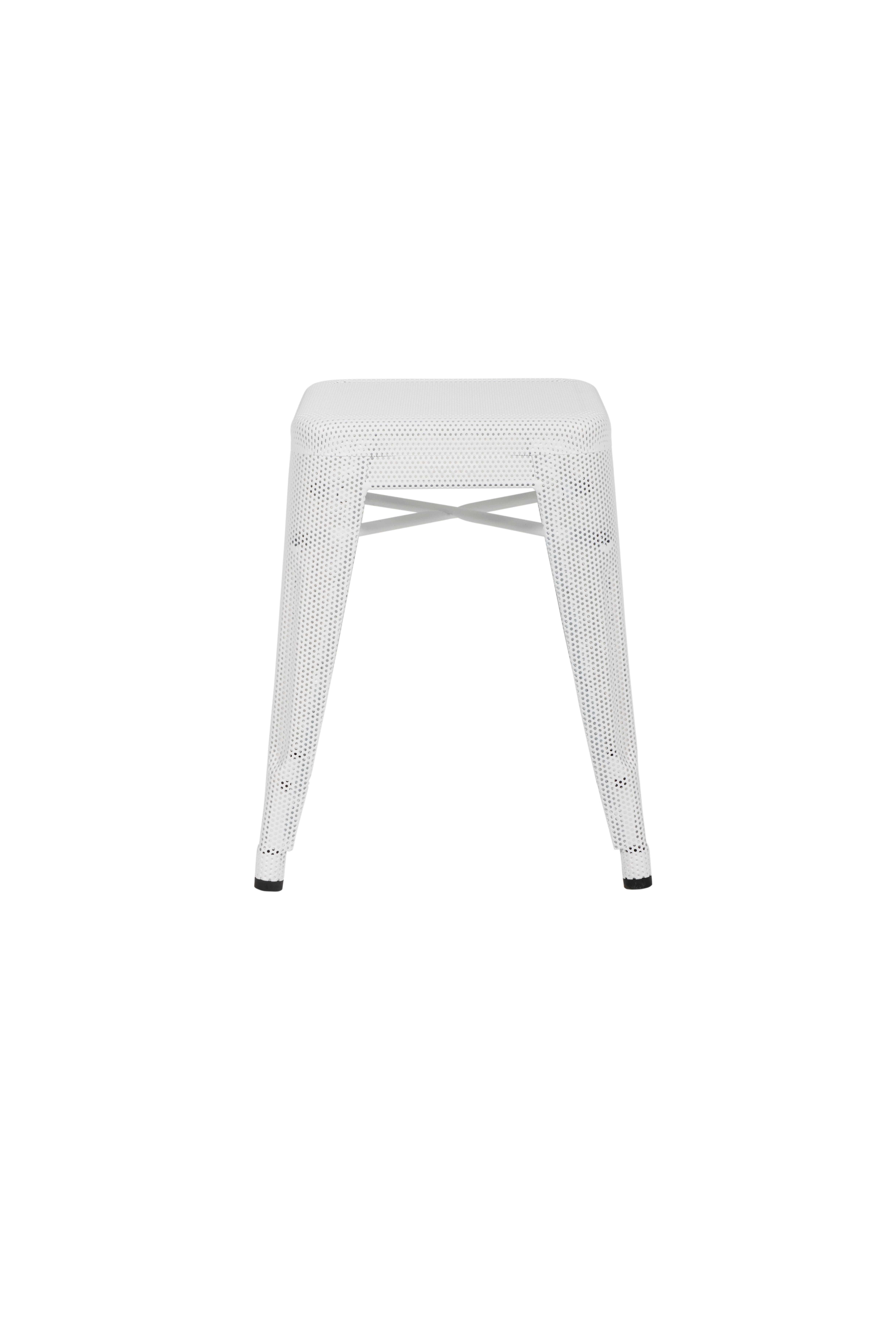 For Sale: White (Blanc) H Stool 45 Perforated in Essential Colors by Chantal Andriot and Tolix