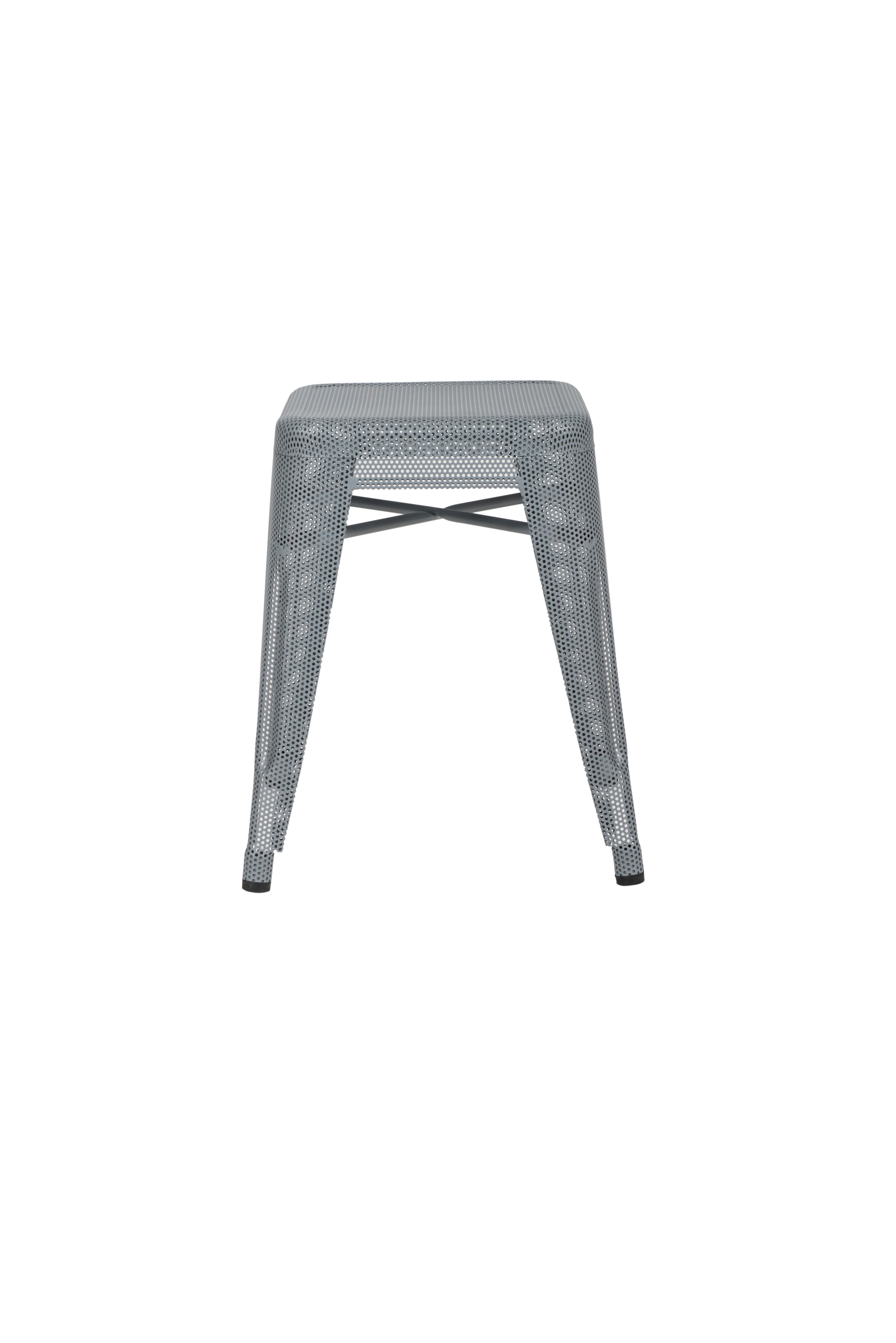 For Sale: Gray (Gris Souris) H Stool 45 Perforated in Essential Colors by Chantal Andriot and Tolix