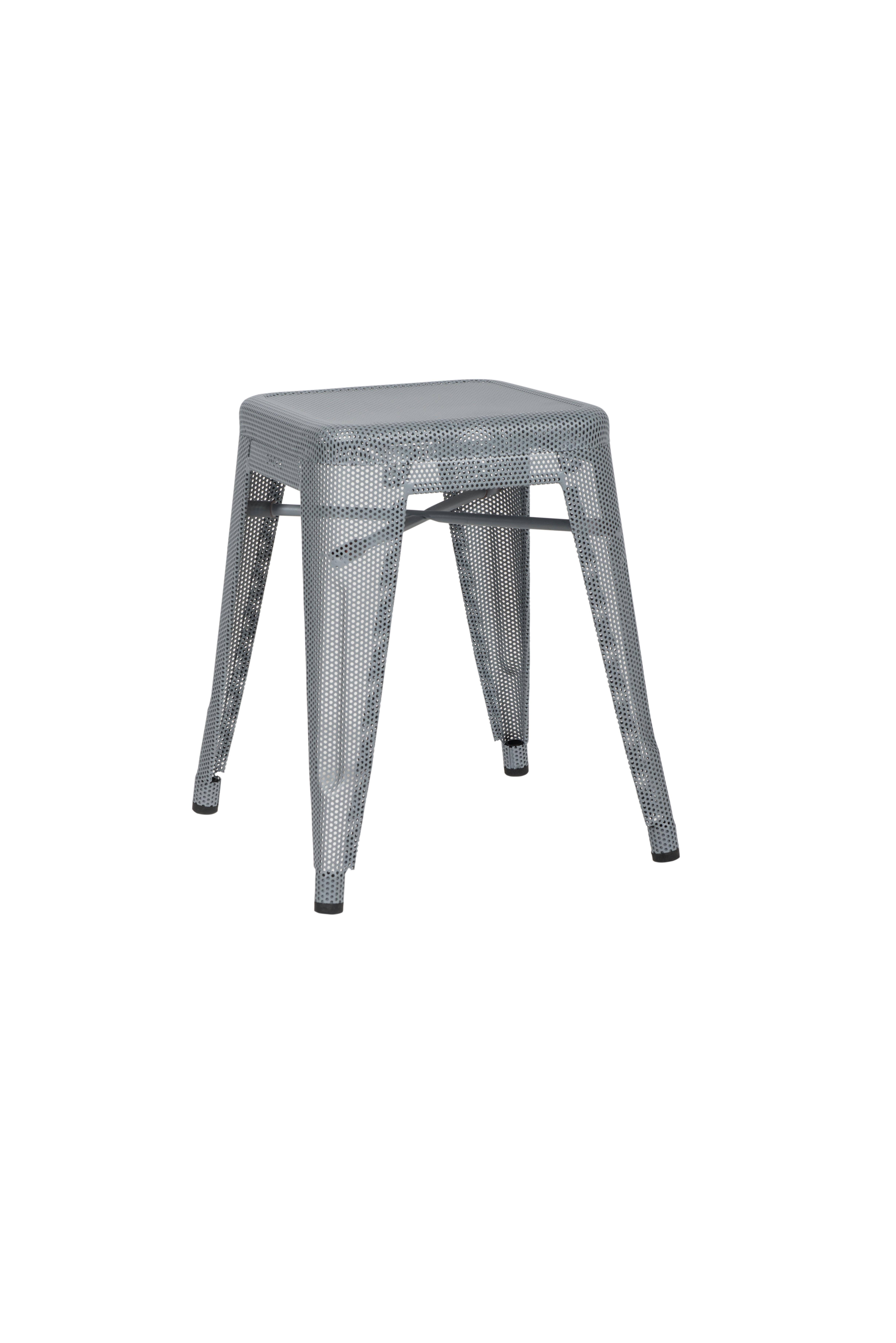For Sale: Gray (Gris Souris) H Stool 45 Perforated in Essential Colors by Chantal Andriot and Tolix 2