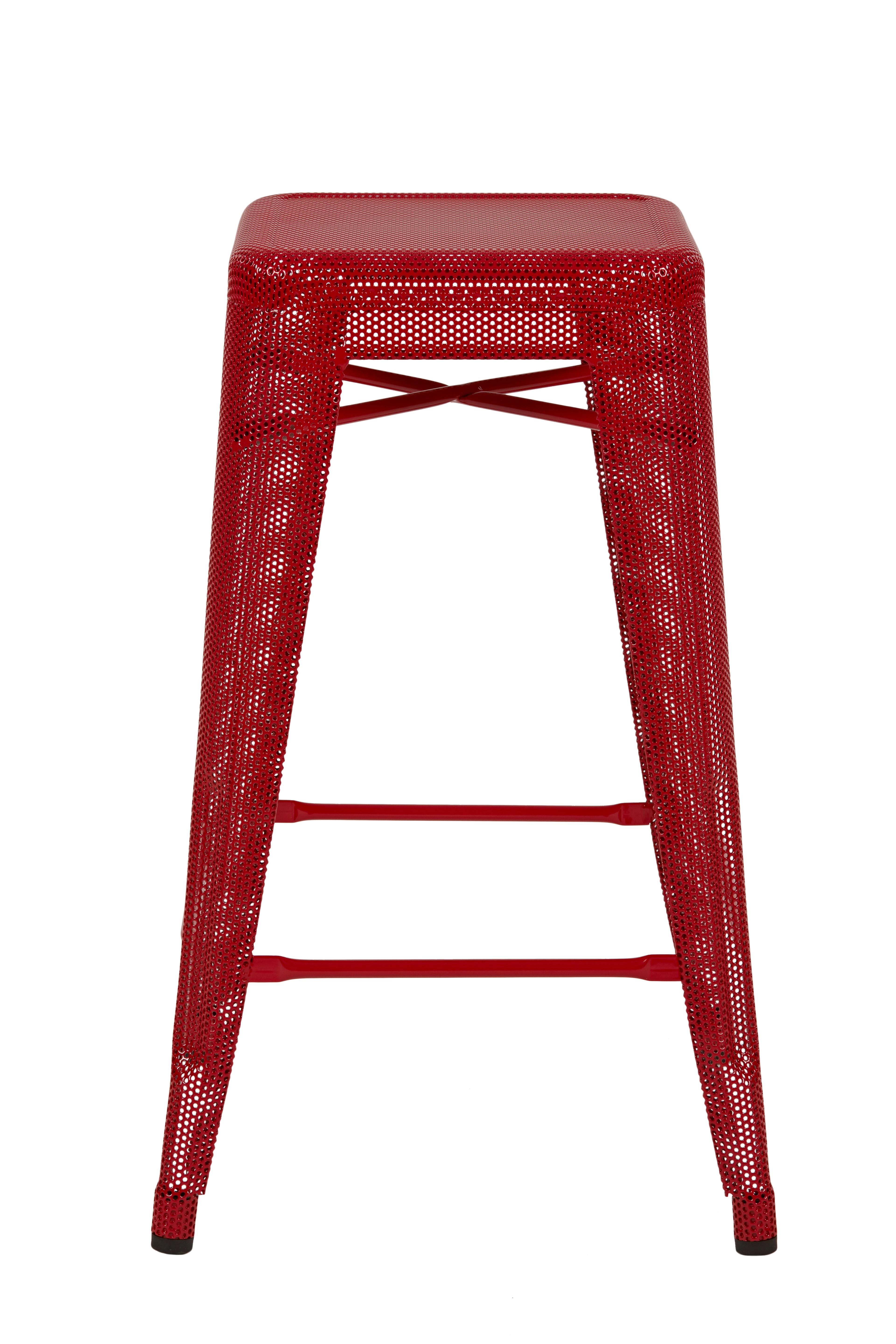 For Sale: Red (Piment) H Stool Perforated 65 in Essential Colors by Chantal Andriot and Tolix 2