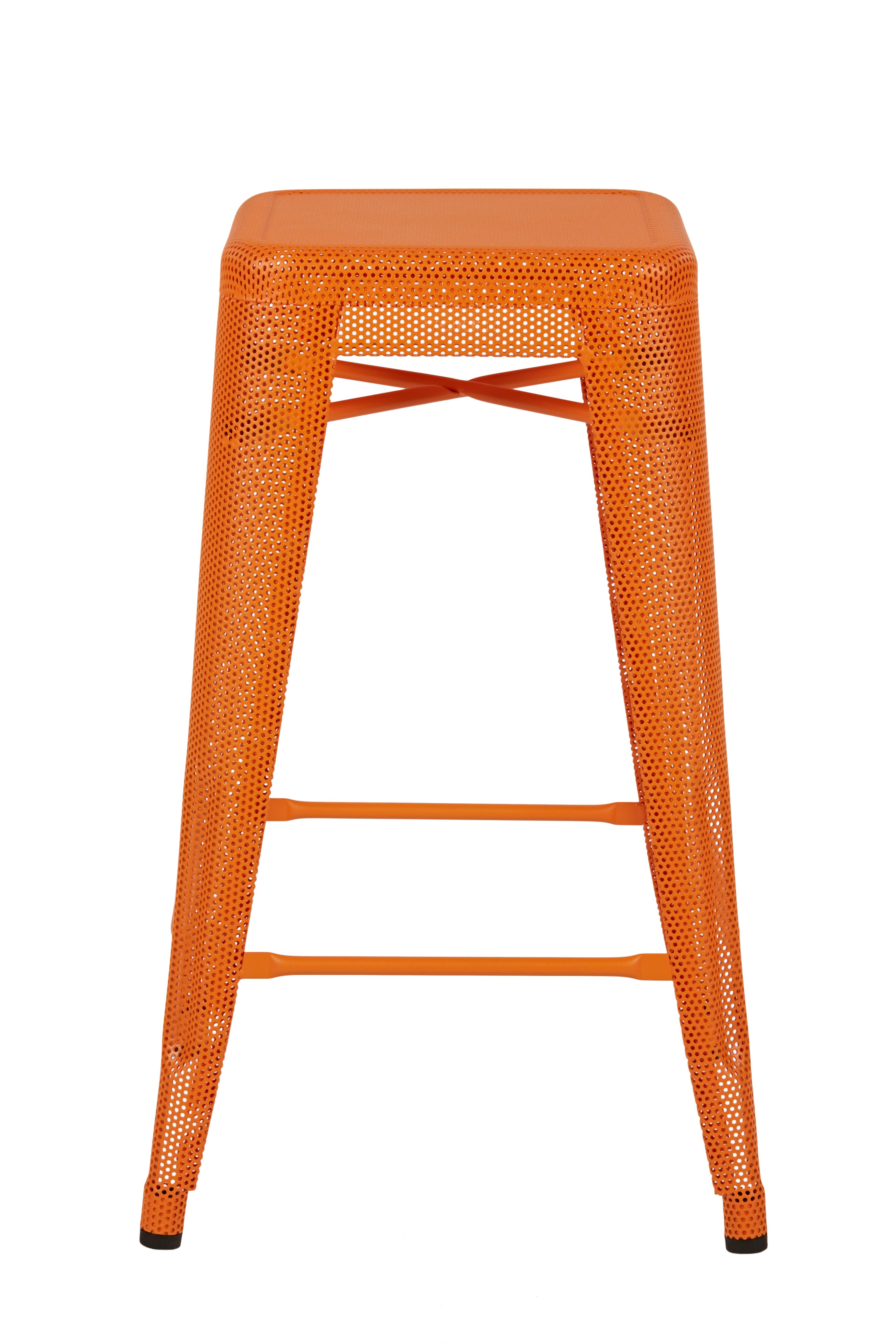 For Sale: Orange (Potiron) H Stool Perforated 65 in Essential Colors by Chantal Andriot and Tolix