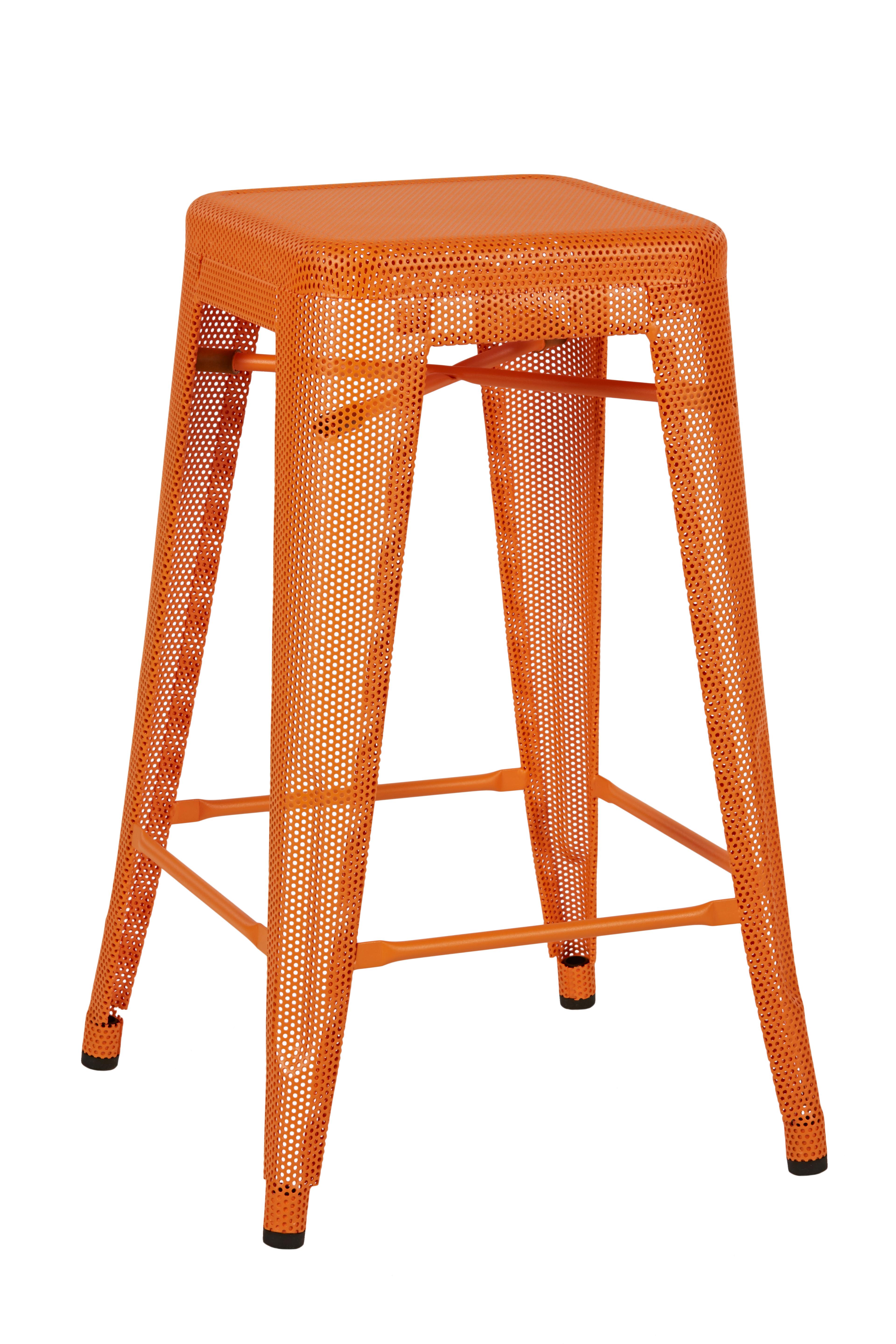 For Sale: Orange (Potiron) H Stool Perforated 65 in Essential Colors by Chantal Andriot and Tolix 2
