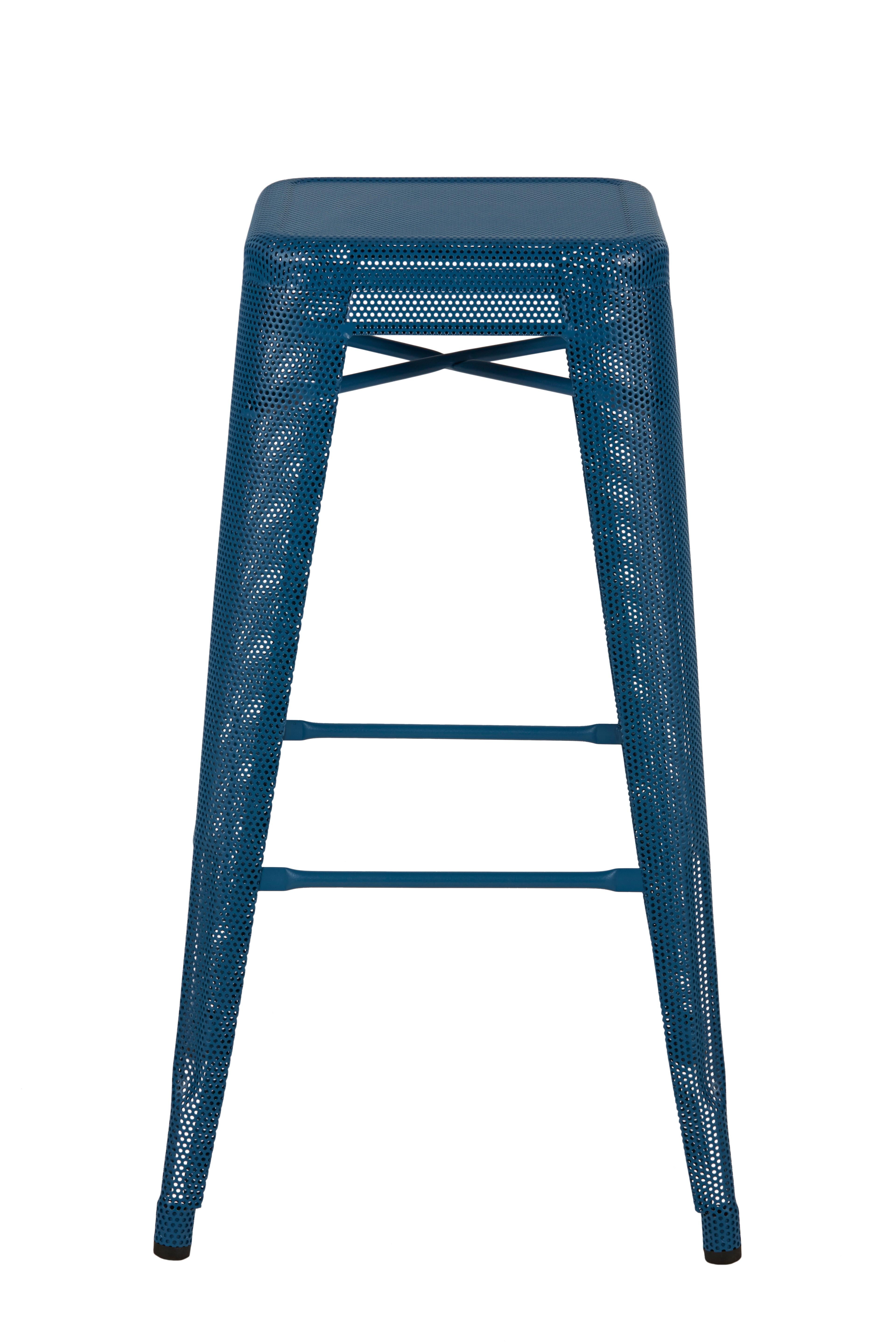 For Sale: Blue (Bleu Ocean) H Stool Perforated 75 in Essential Colors by Chantal Andriot and Tolix 2