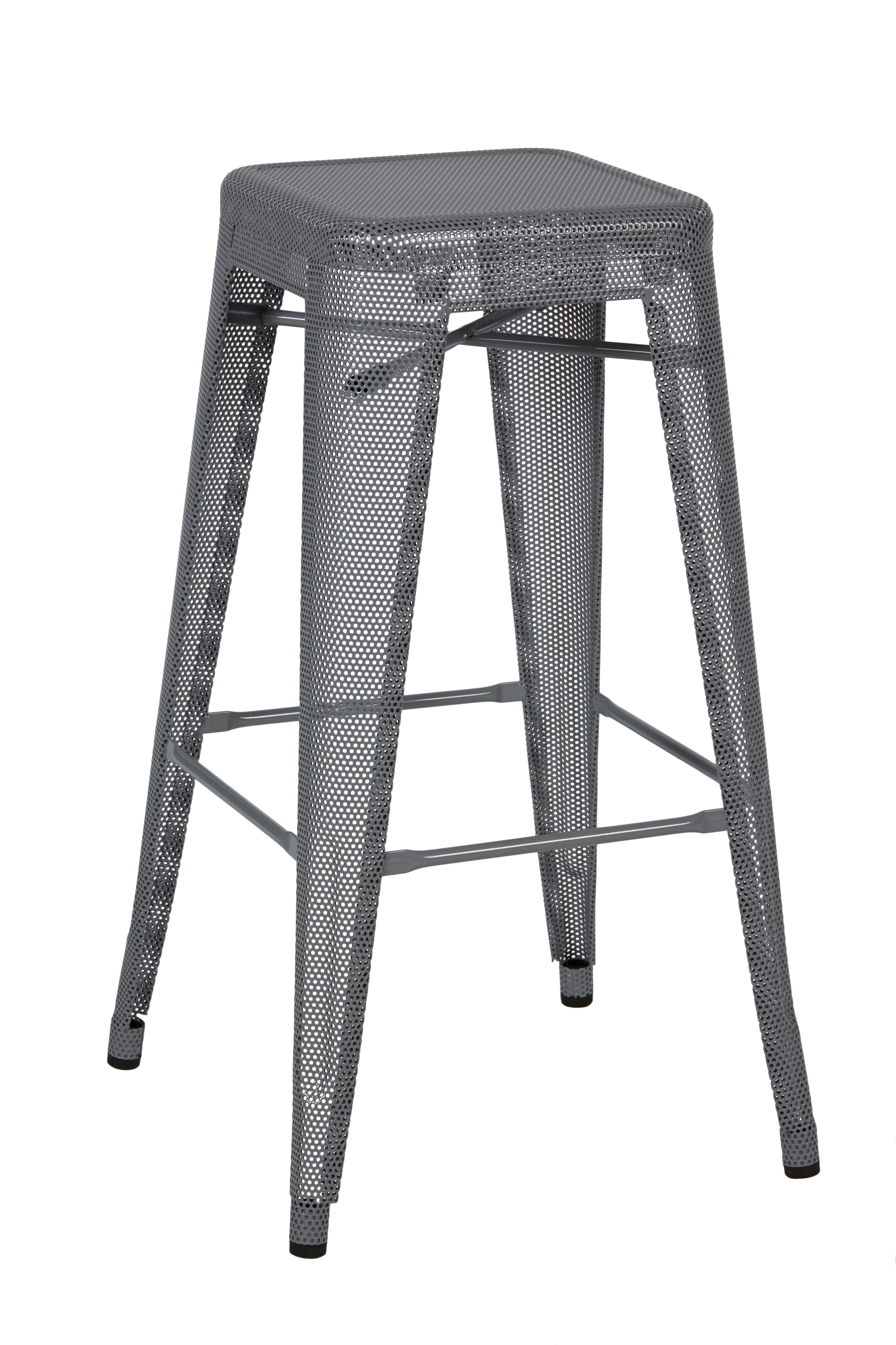 For Sale: Gray (Gris Souris) H Stool Perforated 75 in Essential Colors by Chantal Andriot and Tolix 2