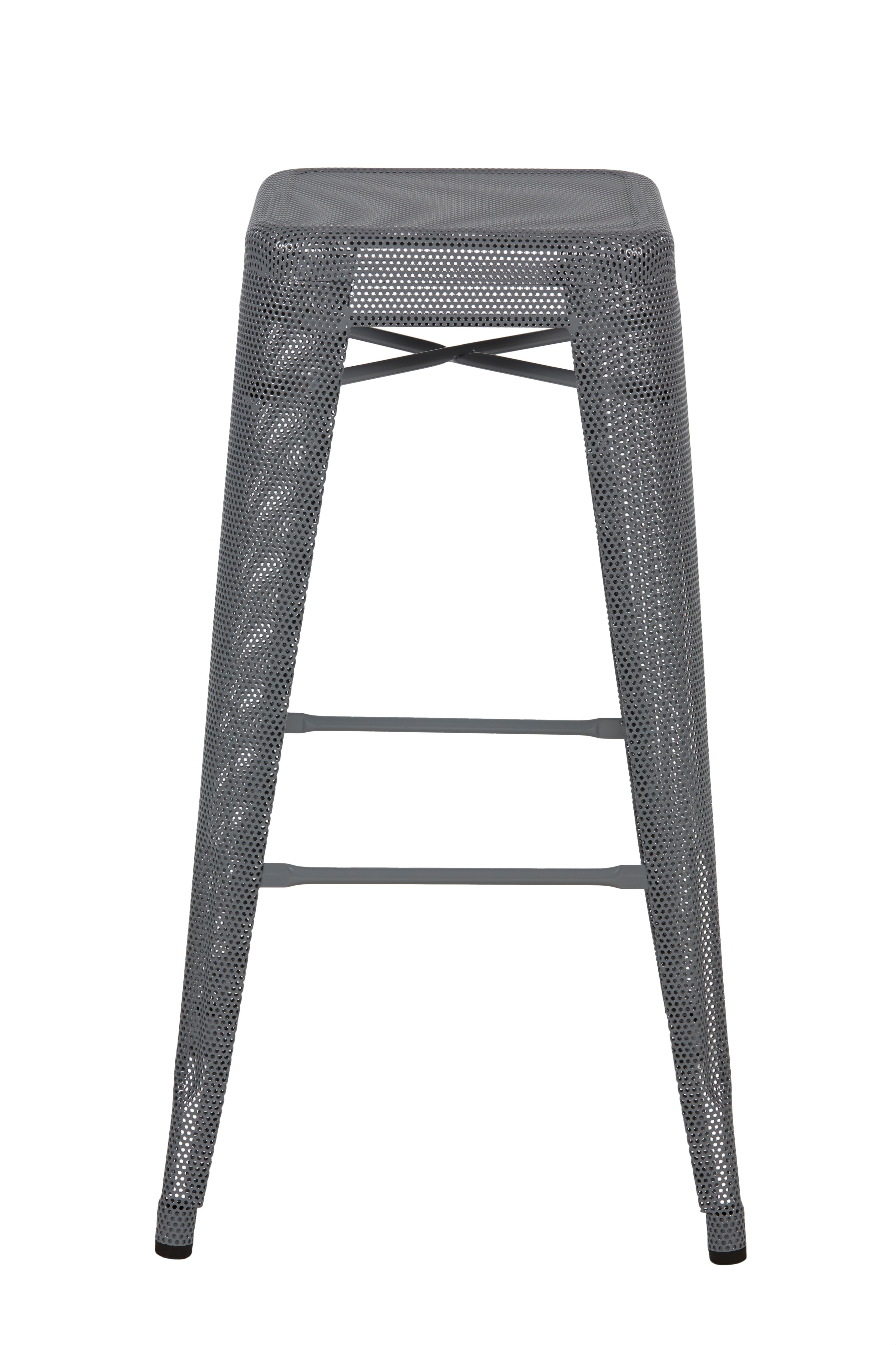 For Sale: Gray (Gris Souris) H Stool Perforated 75 in Essential Colors by Chantal Andriot and Tolix