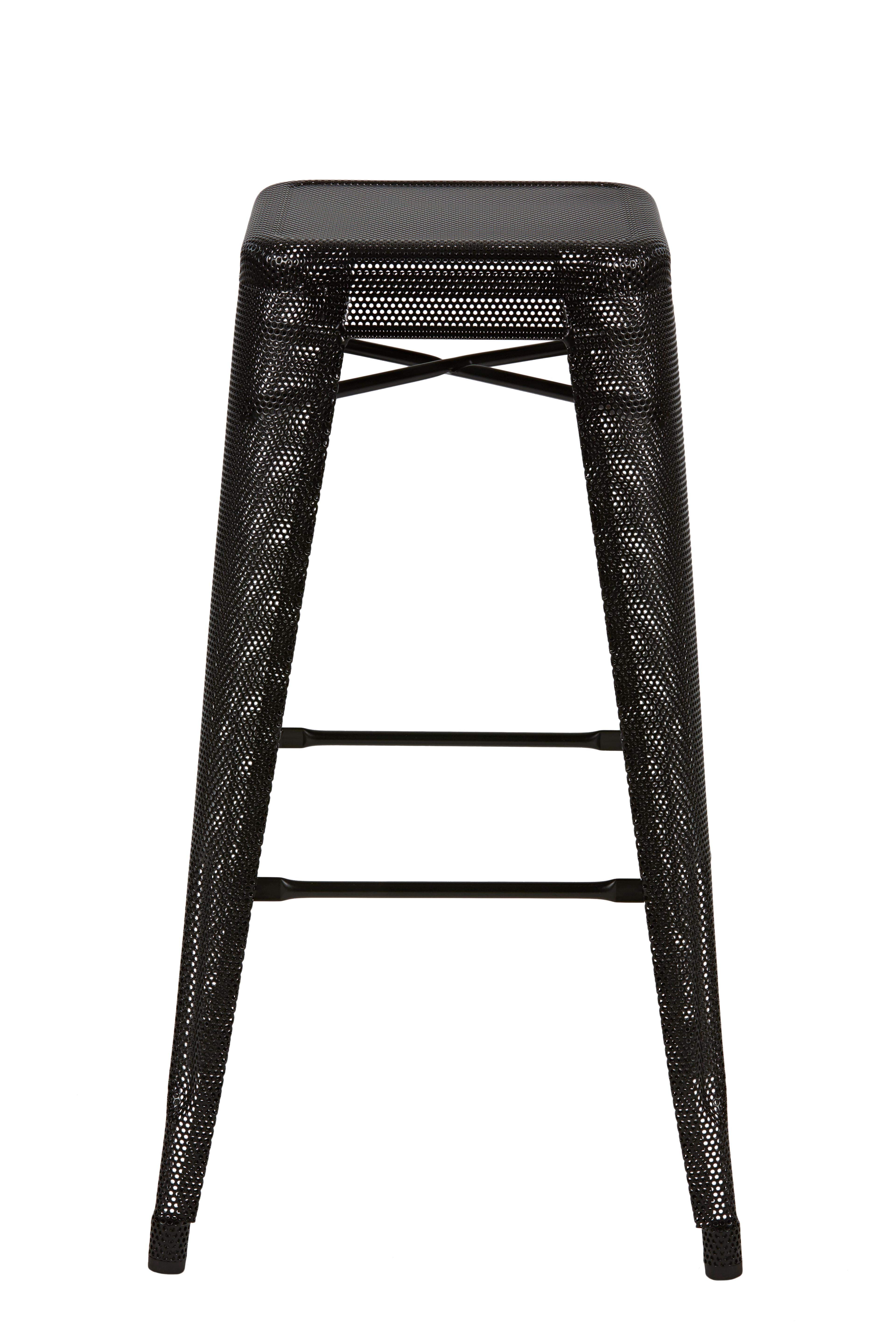 For Sale: Black (Noir) H Stool Perforated 75 in Essential Colors by Chantal Andriot and Tolix