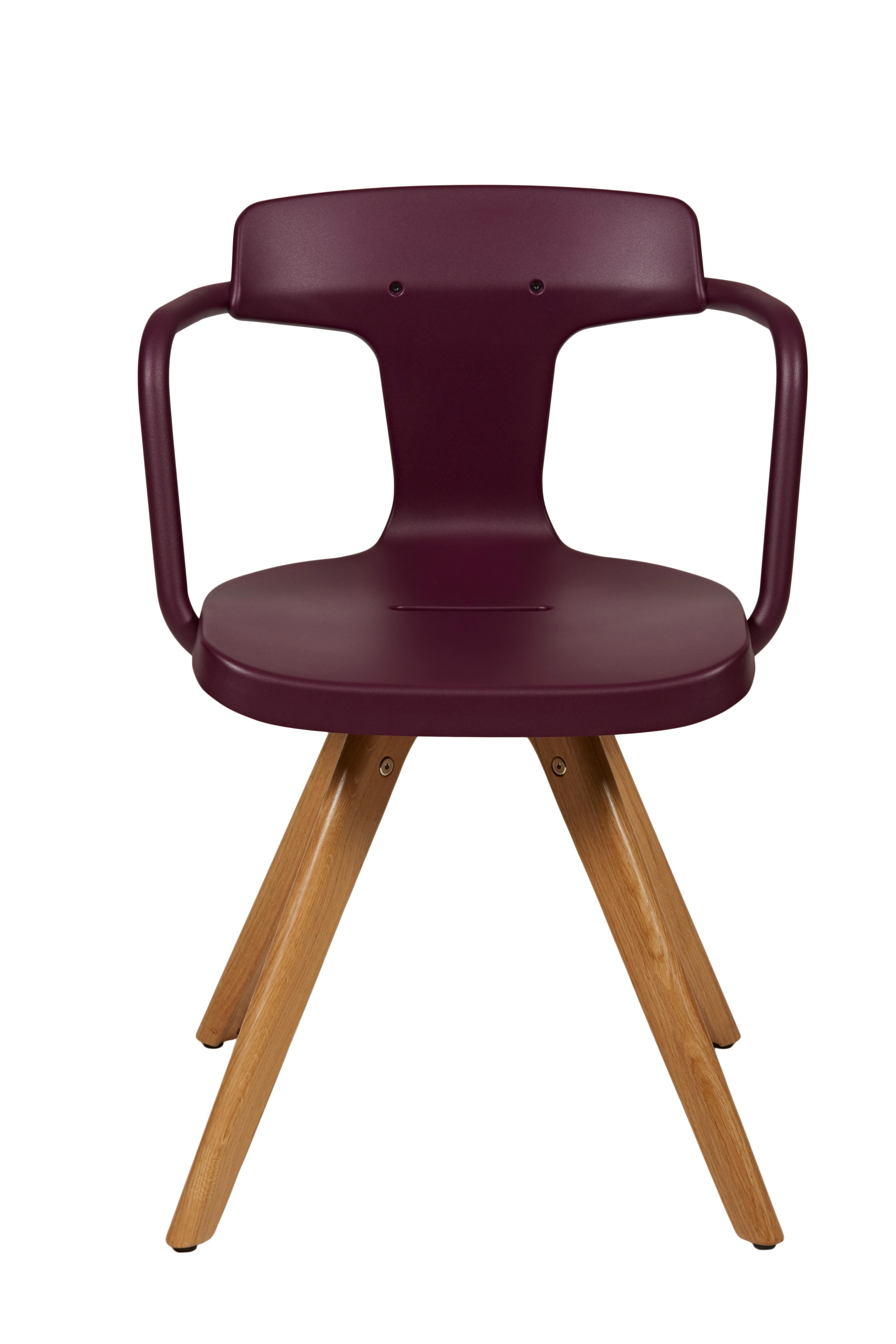 For Sale: Purple (Aubergine) T14 Chair with Wood Legs in Pop Colors by Patrick Norguet and Tolix 2