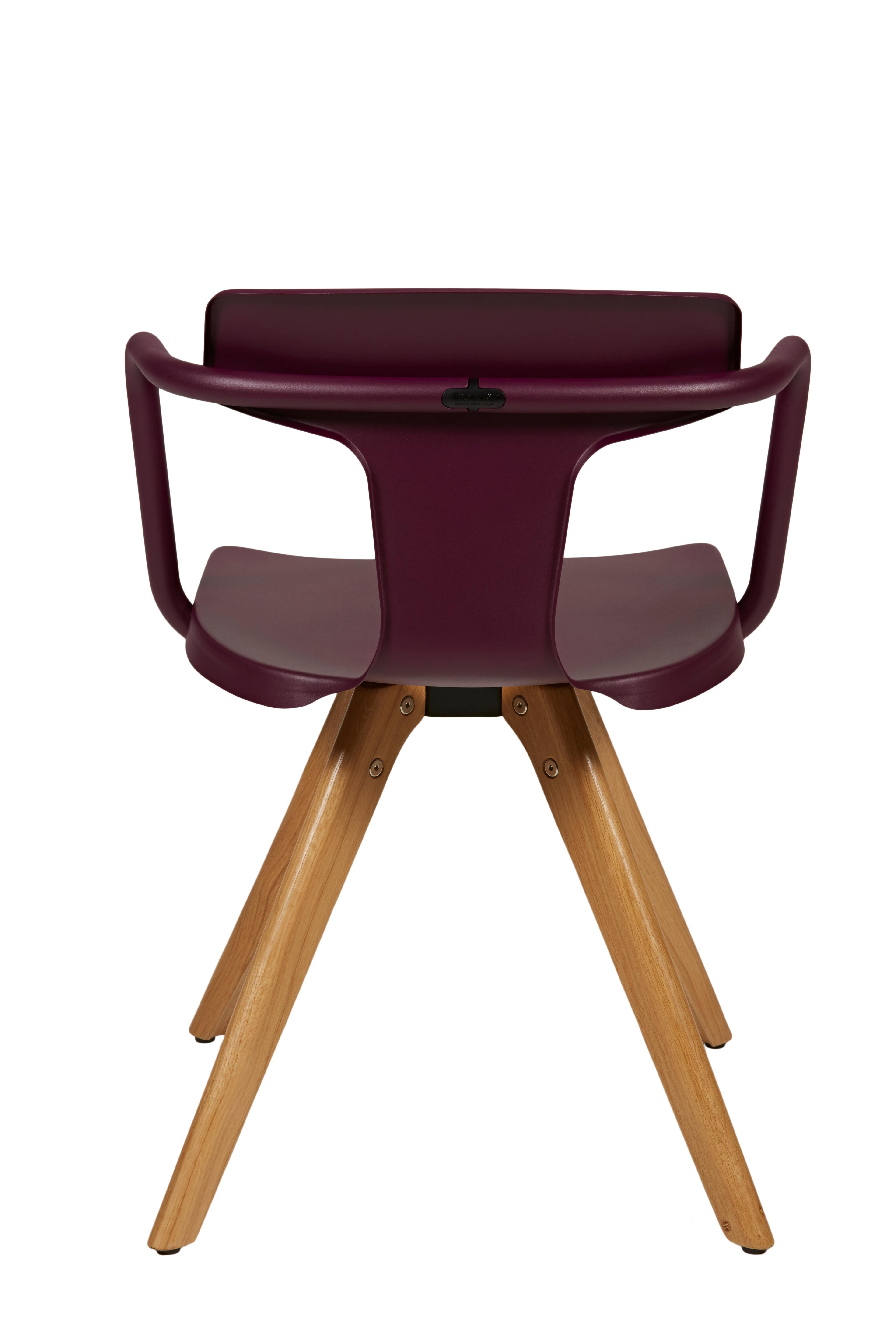 For Sale: Purple (Aubergine) T14 Chair with Wood Legs in Pop Colors by Patrick Norguet and Tolix 3