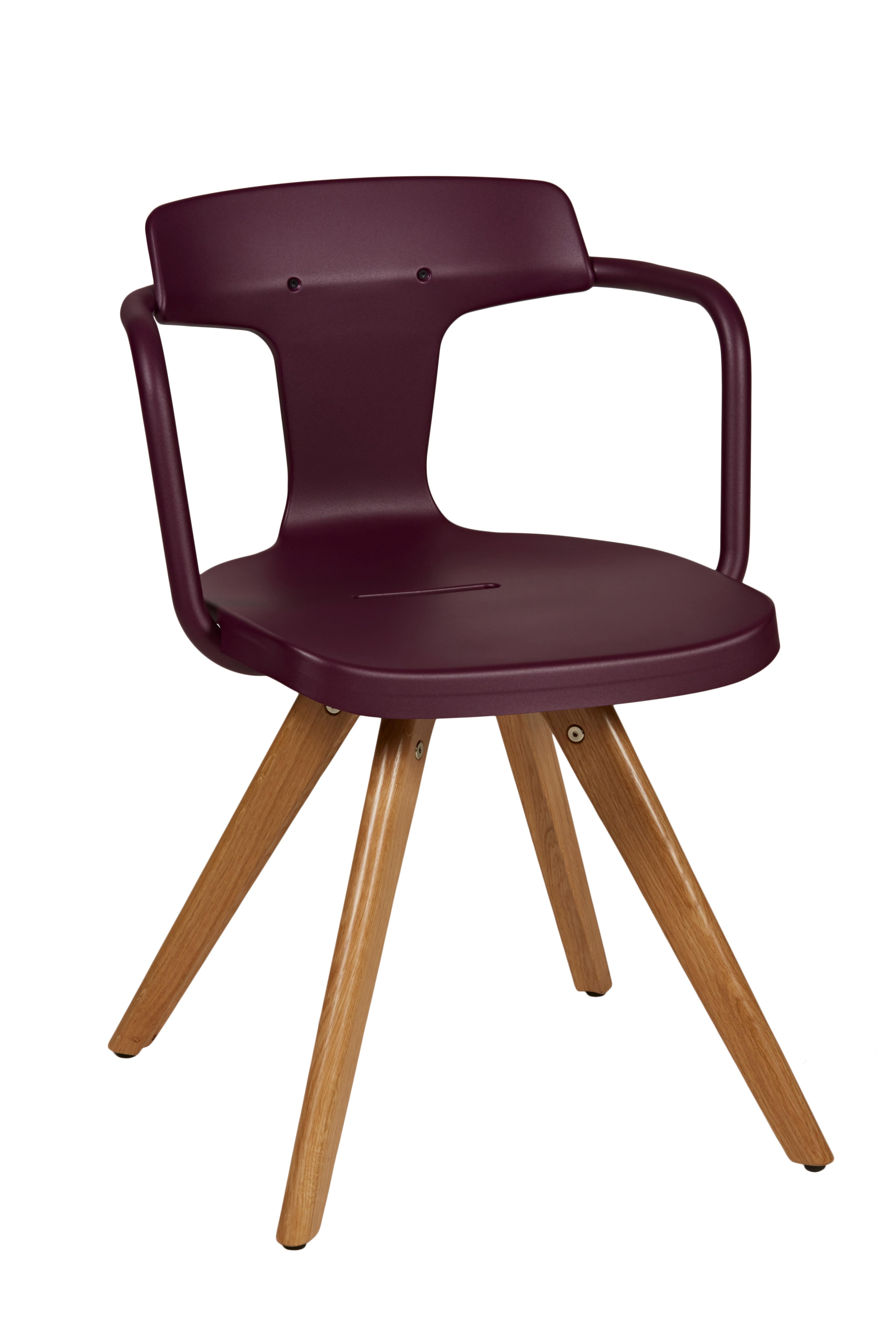 For Sale: Purple (Aubergine) T14 Chair with Wood Legs in Pop Colors by Patrick Norguet and Tolix 4
