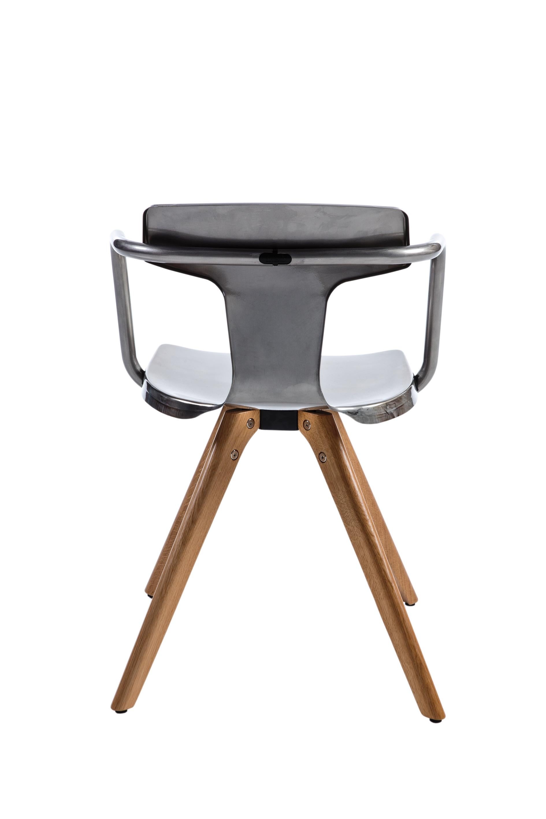 For Sale: Gray (Vernis Brilliant) T14 Chair with Wood Legs in Essential Colors by Patrick Norguet and Tolix 3