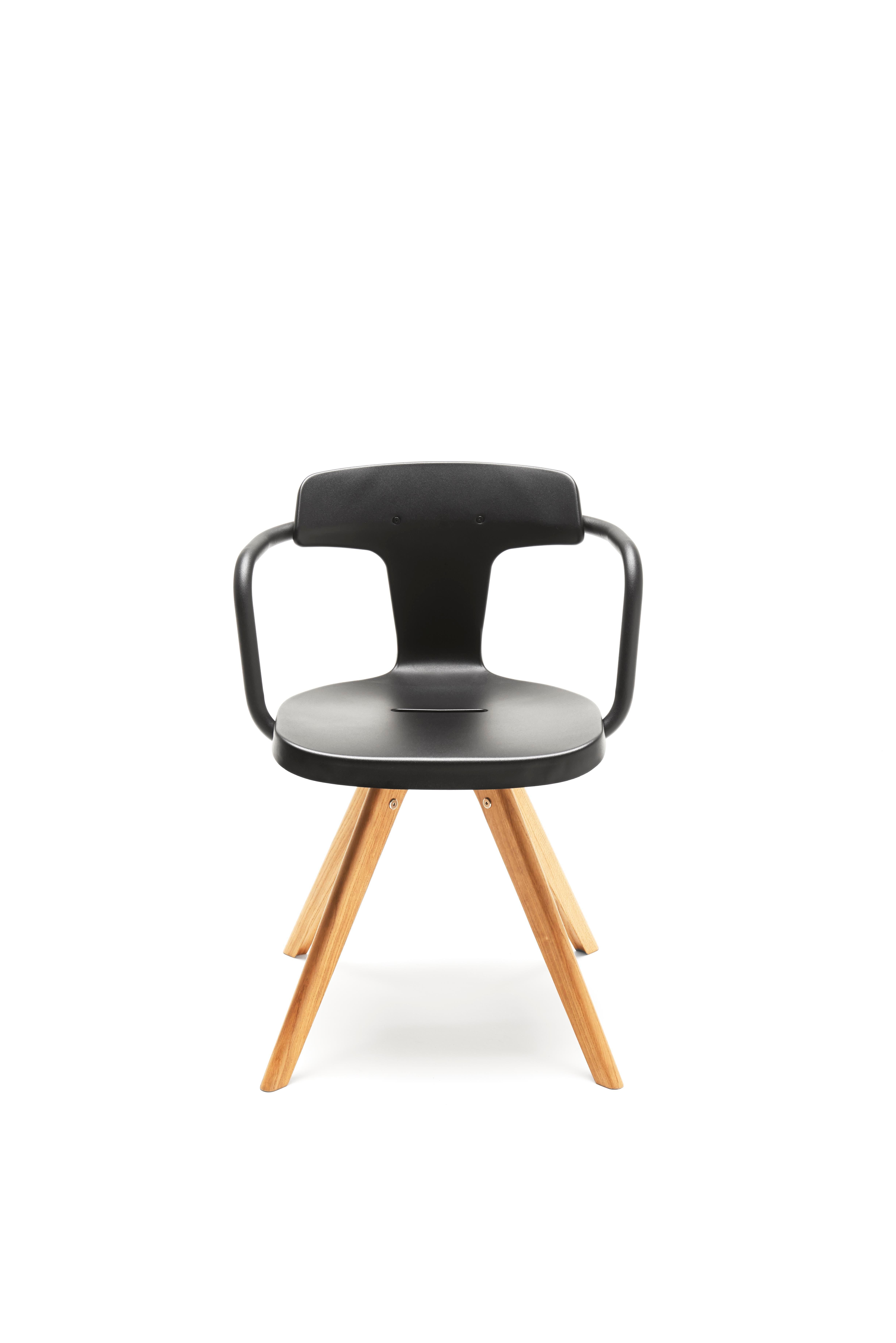 For Sale: Black (Noir) T14 Chair with Wood Legs in Essential Colors by Patrick Norguet and Tolix