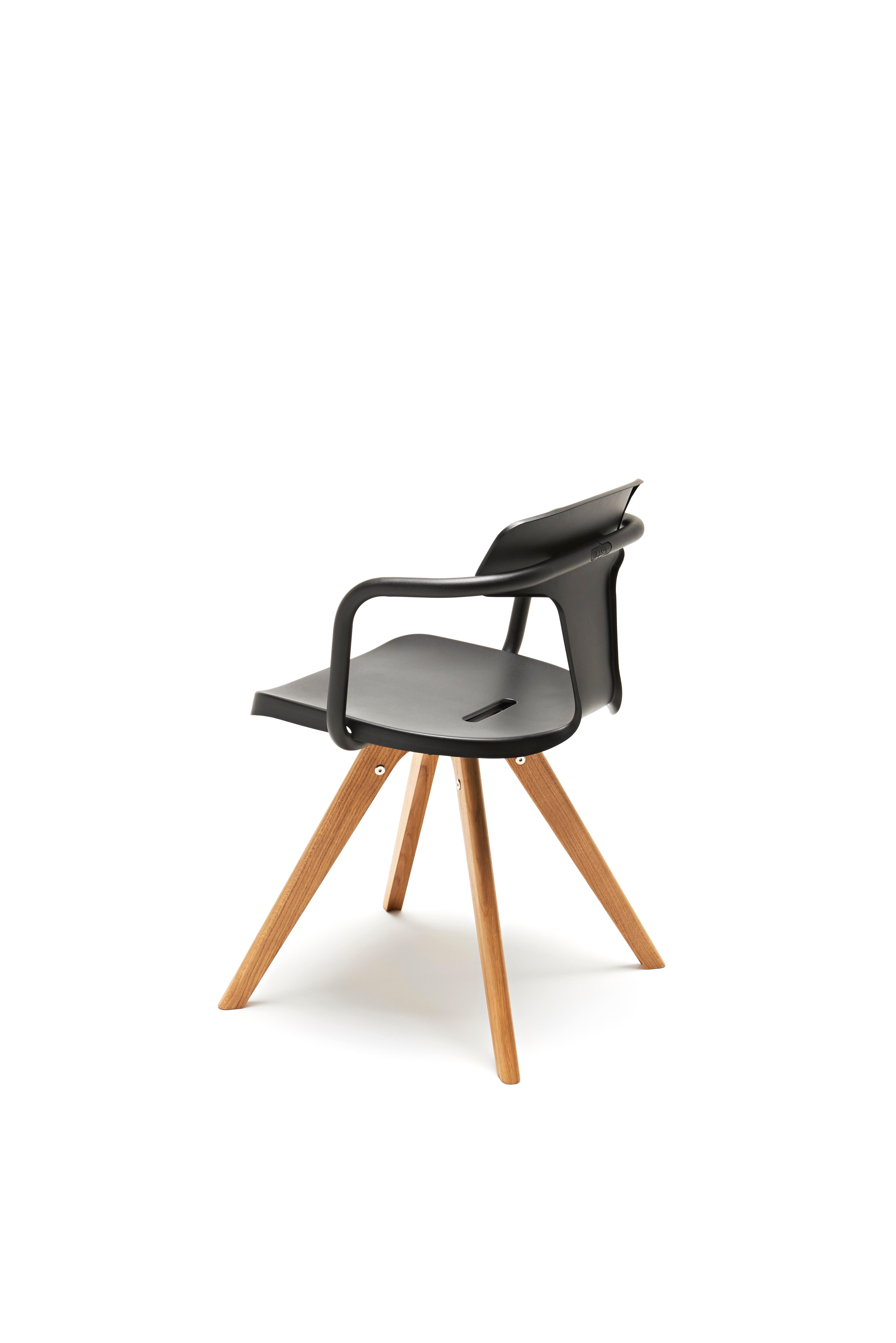 For Sale: Black (Noir) T14 Chair with Wood Legs in Essential Colors by Patrick Norguet and Tolix 2