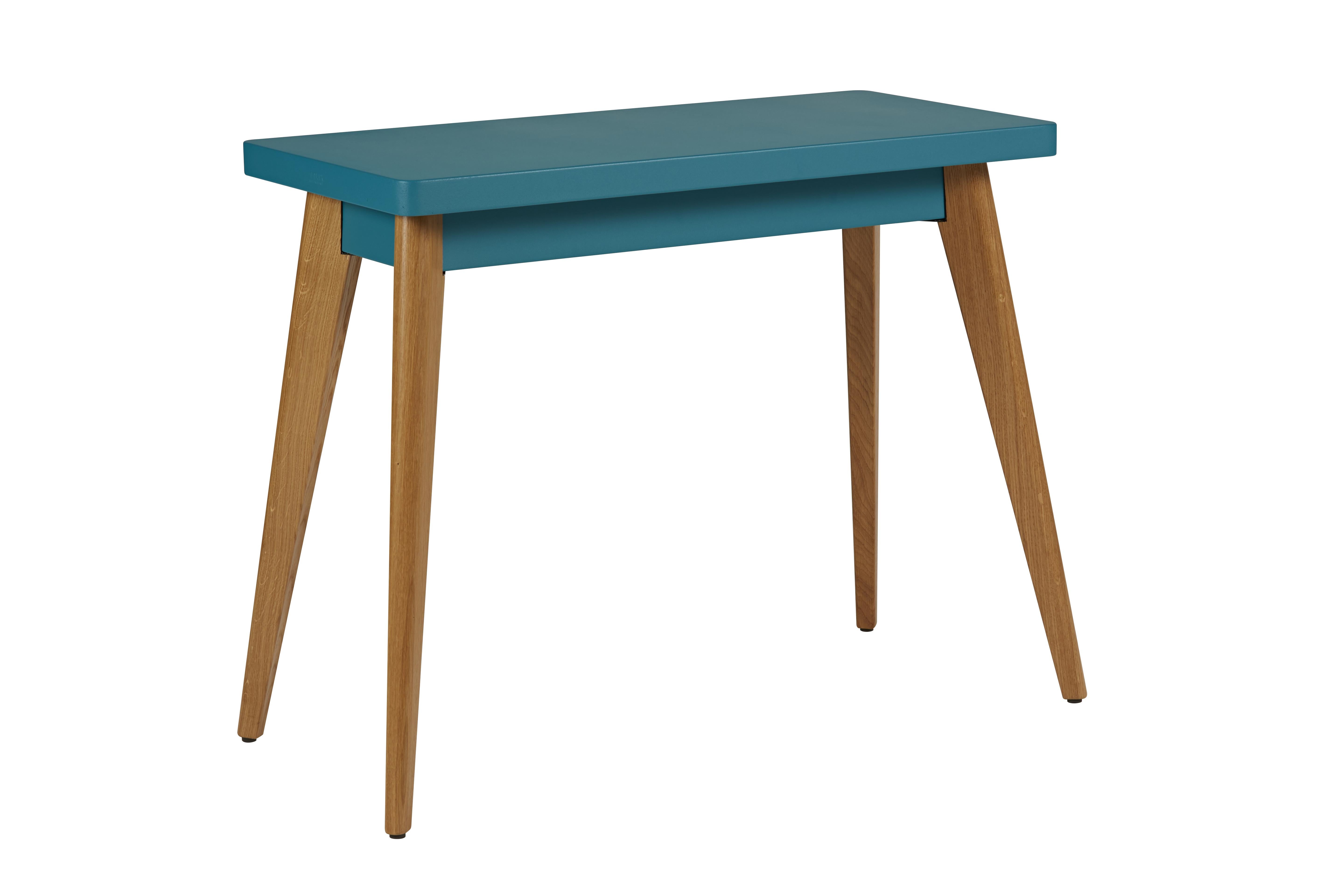 For Sale: Green (Vert Canard) 55 Console Table with Wood Legs in Pop Colors by Jean Pauchard & Tolix 3