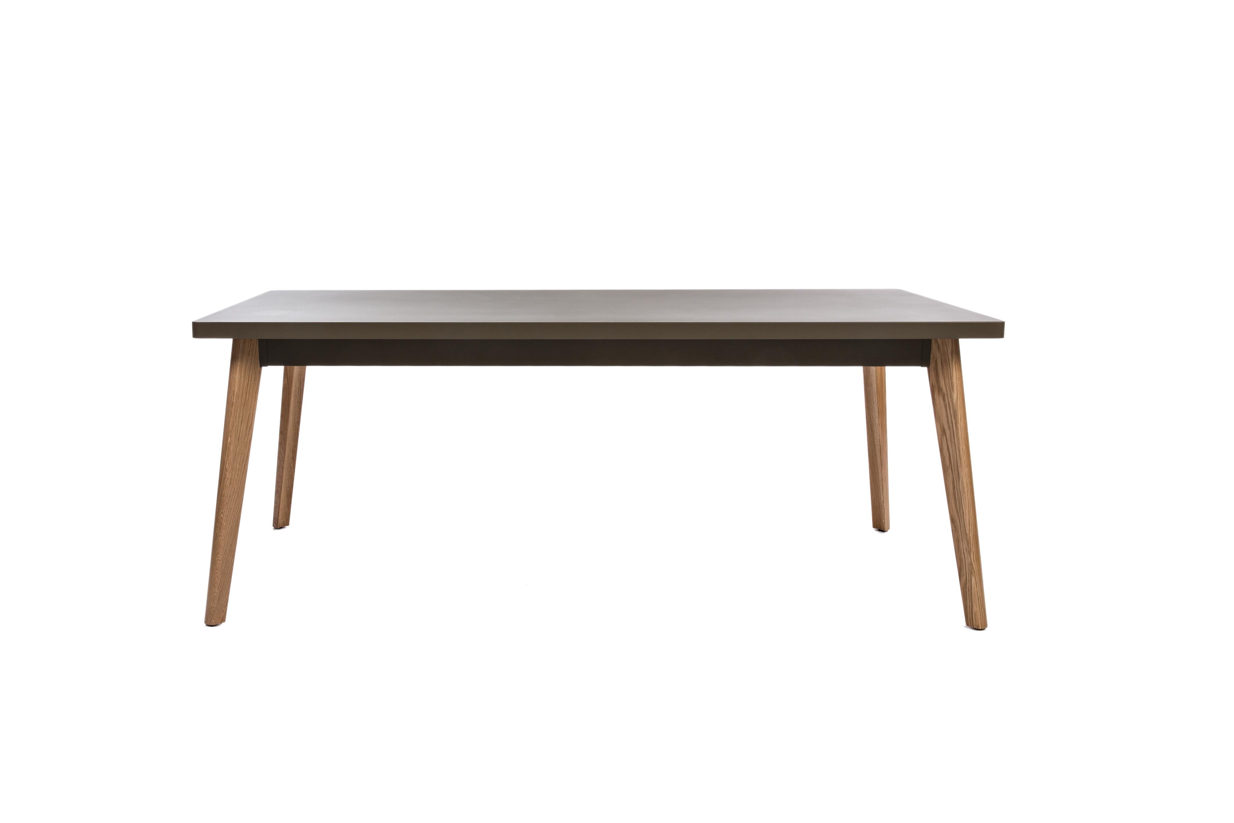 For Sale: Brown (Chocolat Noir) 55 Medium Table 80x190 with Wood Legs  by Jean Pauchard & Tolix 2