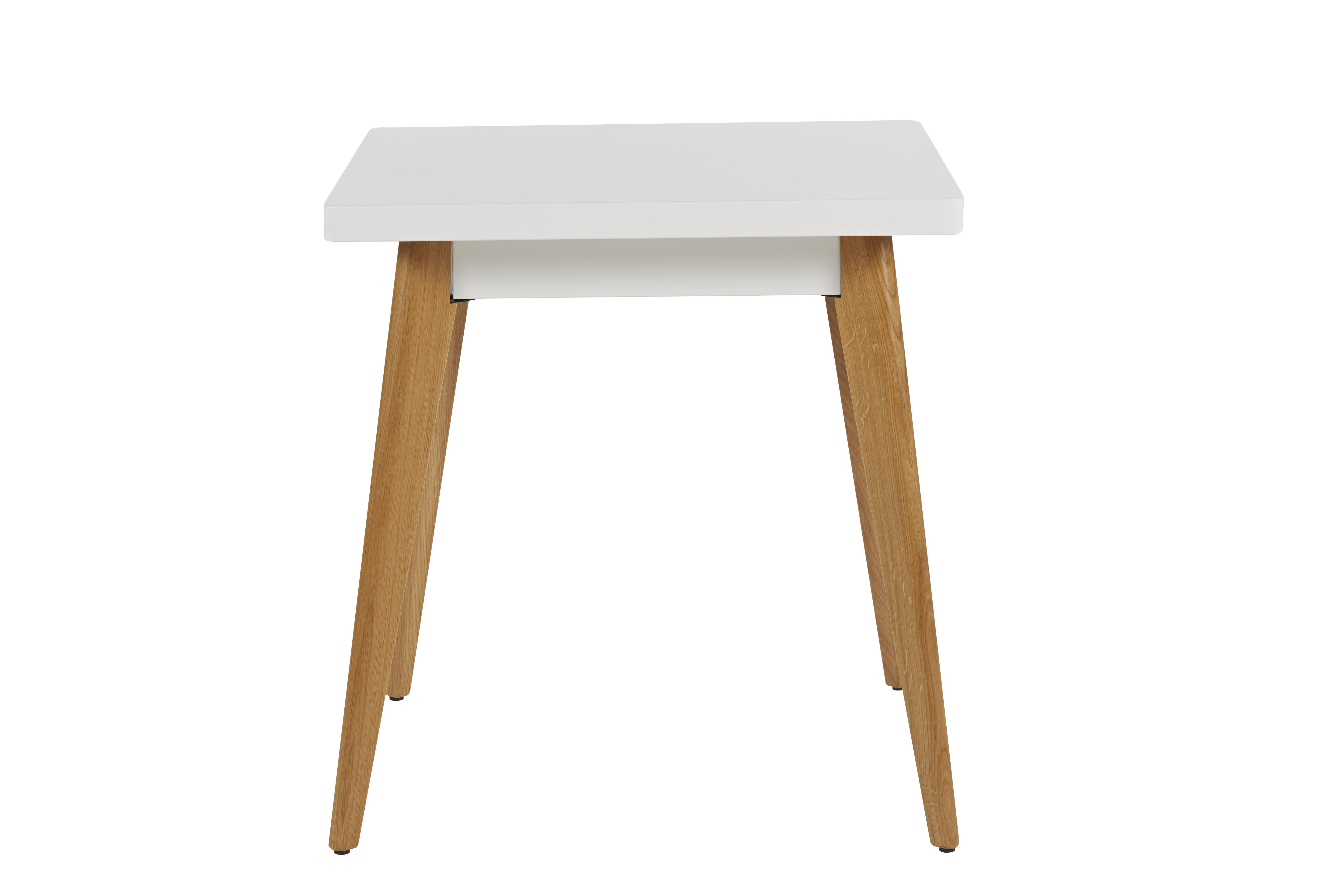 For Sale: White (Blanc) 55 Square Side Table with Wood Leg 70x70 by Jean Pauchard & Tolix 2