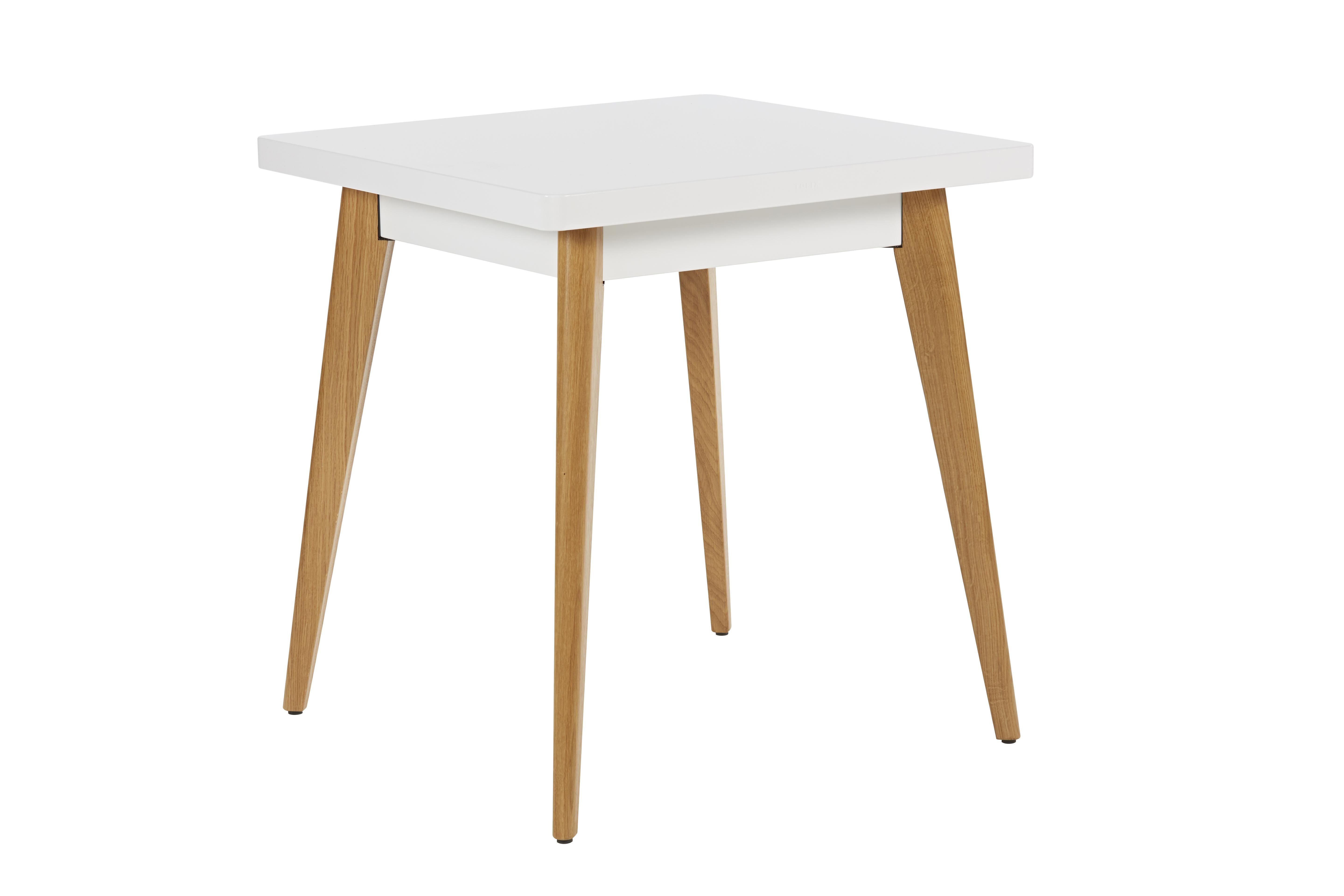 For Sale: White (Blanc) 55 Square Side Table with Wood Leg 70x70 by Jean Pauchard & Tolix 3