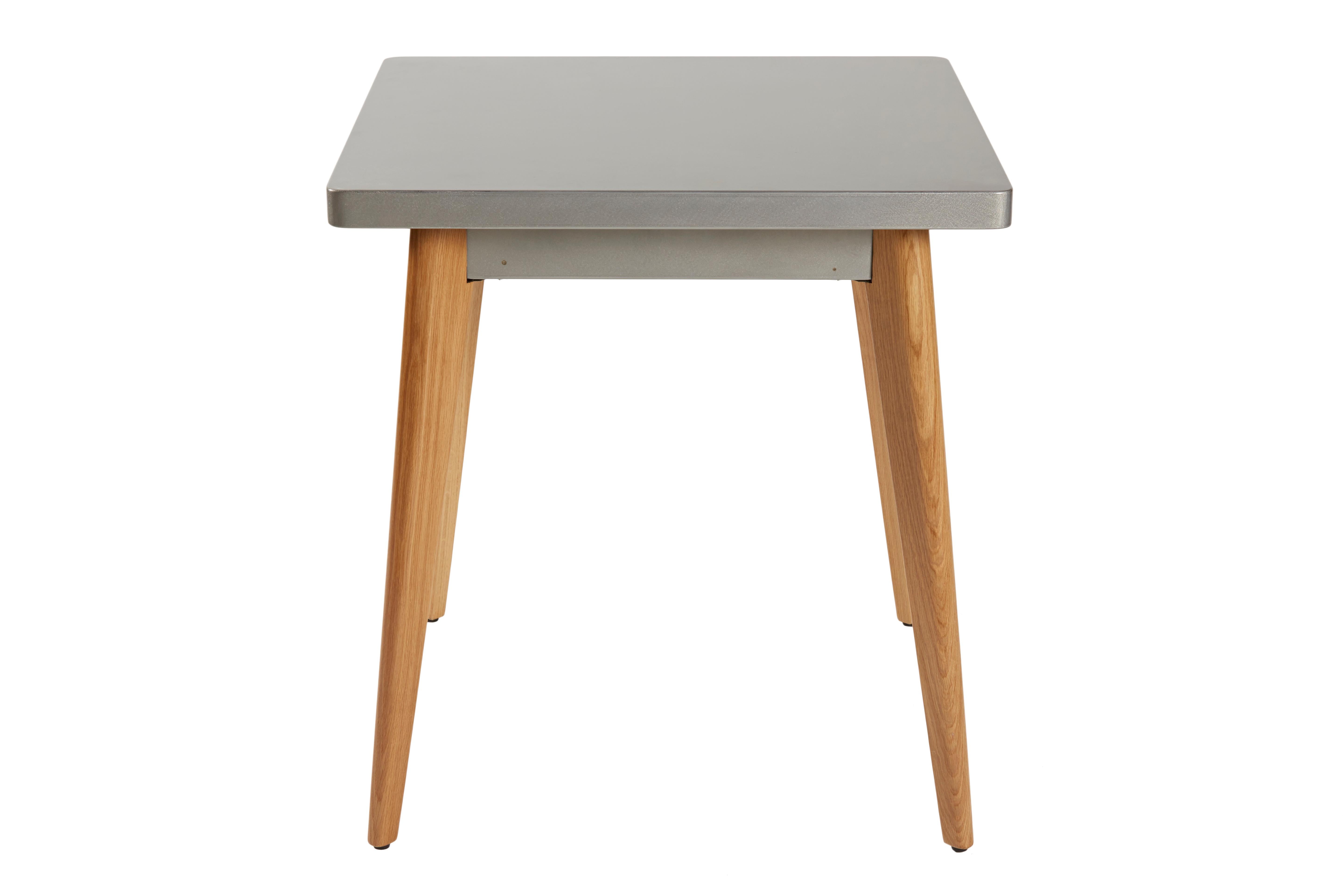 For Sale: Gray (Vernis Brilliant) 55 Square Side Table with Wood Leg 70x70 by Jean Pauchard & Tolix