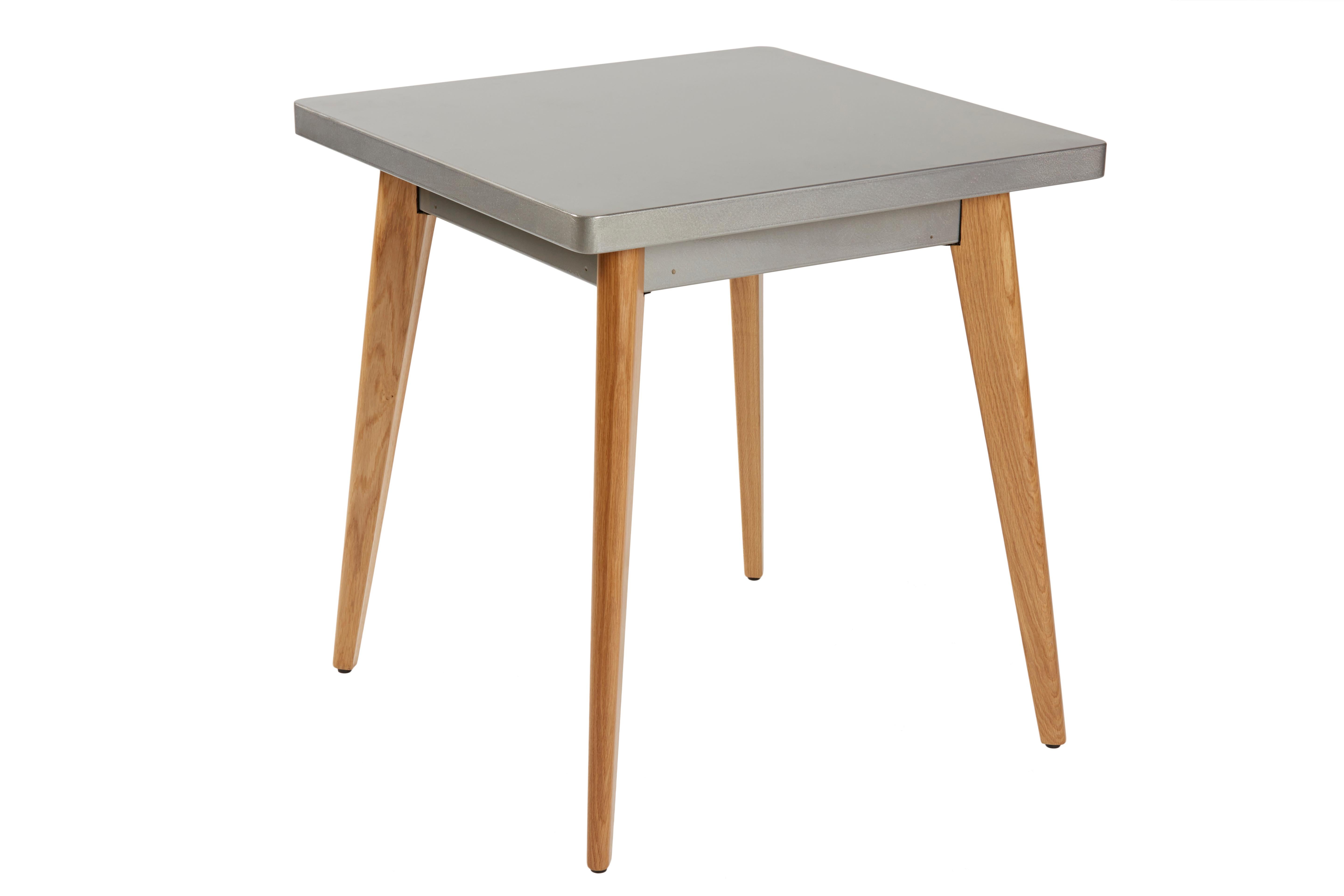 For Sale: Gray (Vernis Brilliant) 55 Square Side Table with Wood Leg 70x70 by Jean Pauchard & Tolix 2