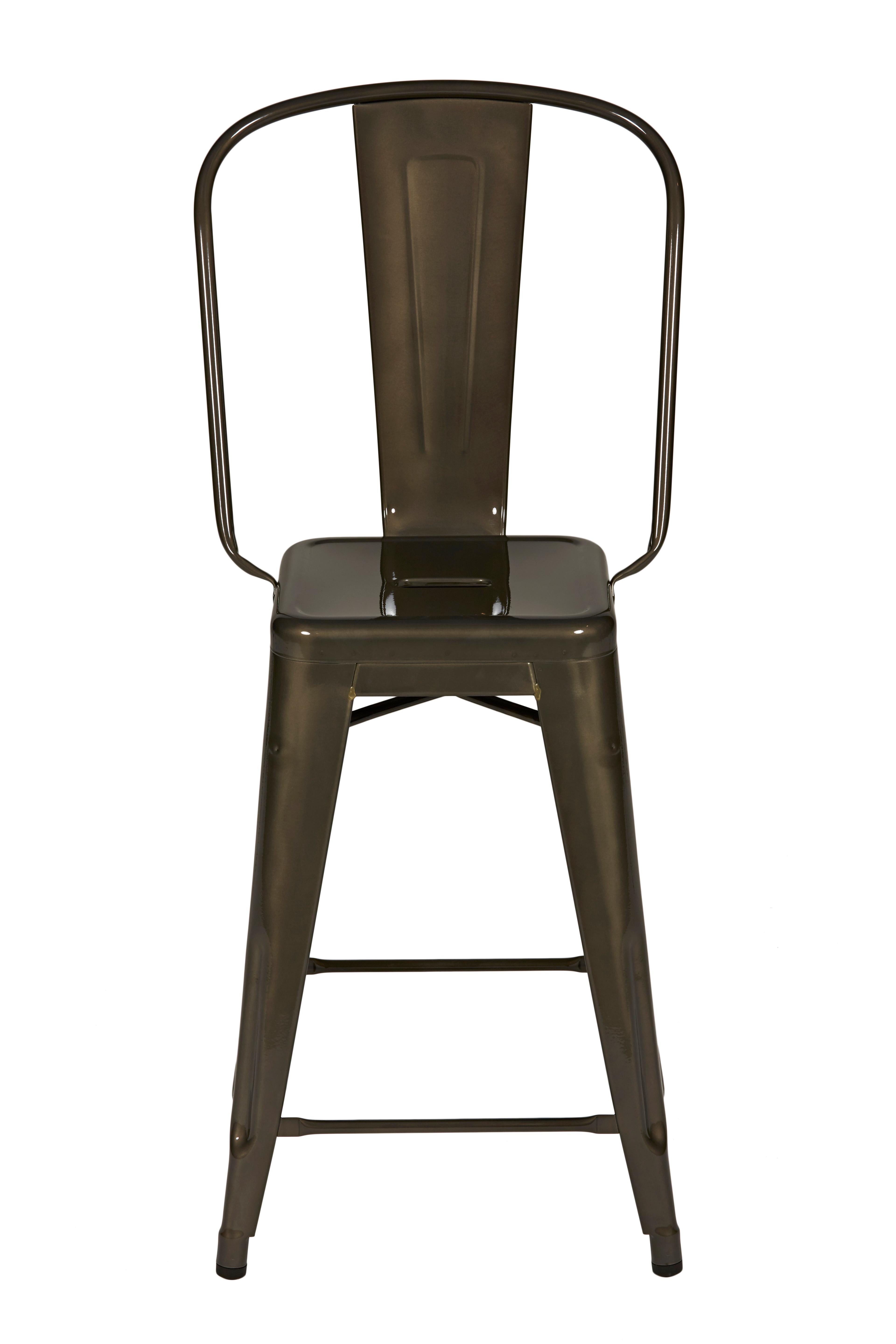 For Sale: Gray (Vernis Gris Lasure) HGD Stool 60 with High Back in Essential Colors by Tolix 2