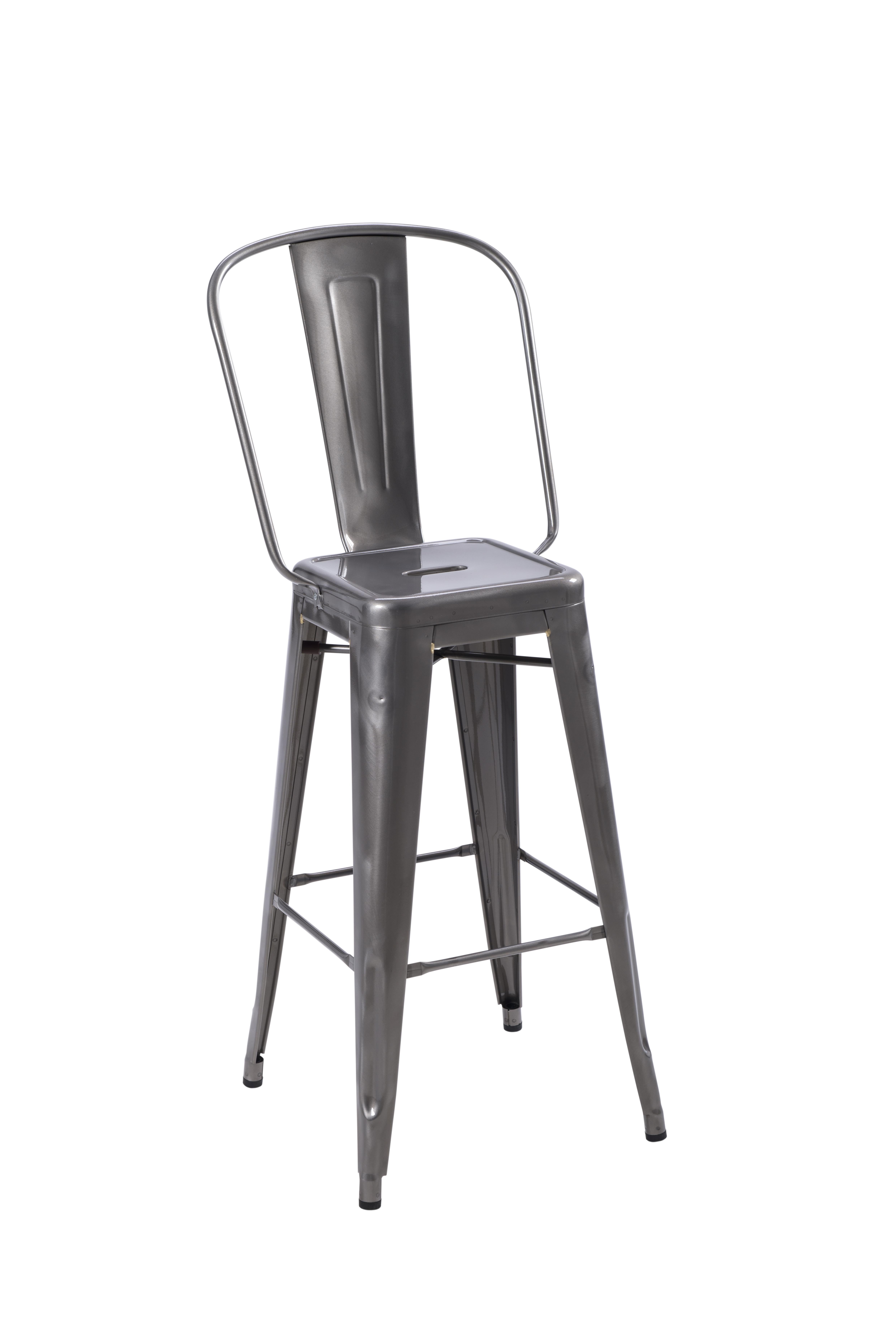 For Sale: Gray (Vernis Brilliant) HGD Stool 75 with High Back in Essential Colors by Tolix 2