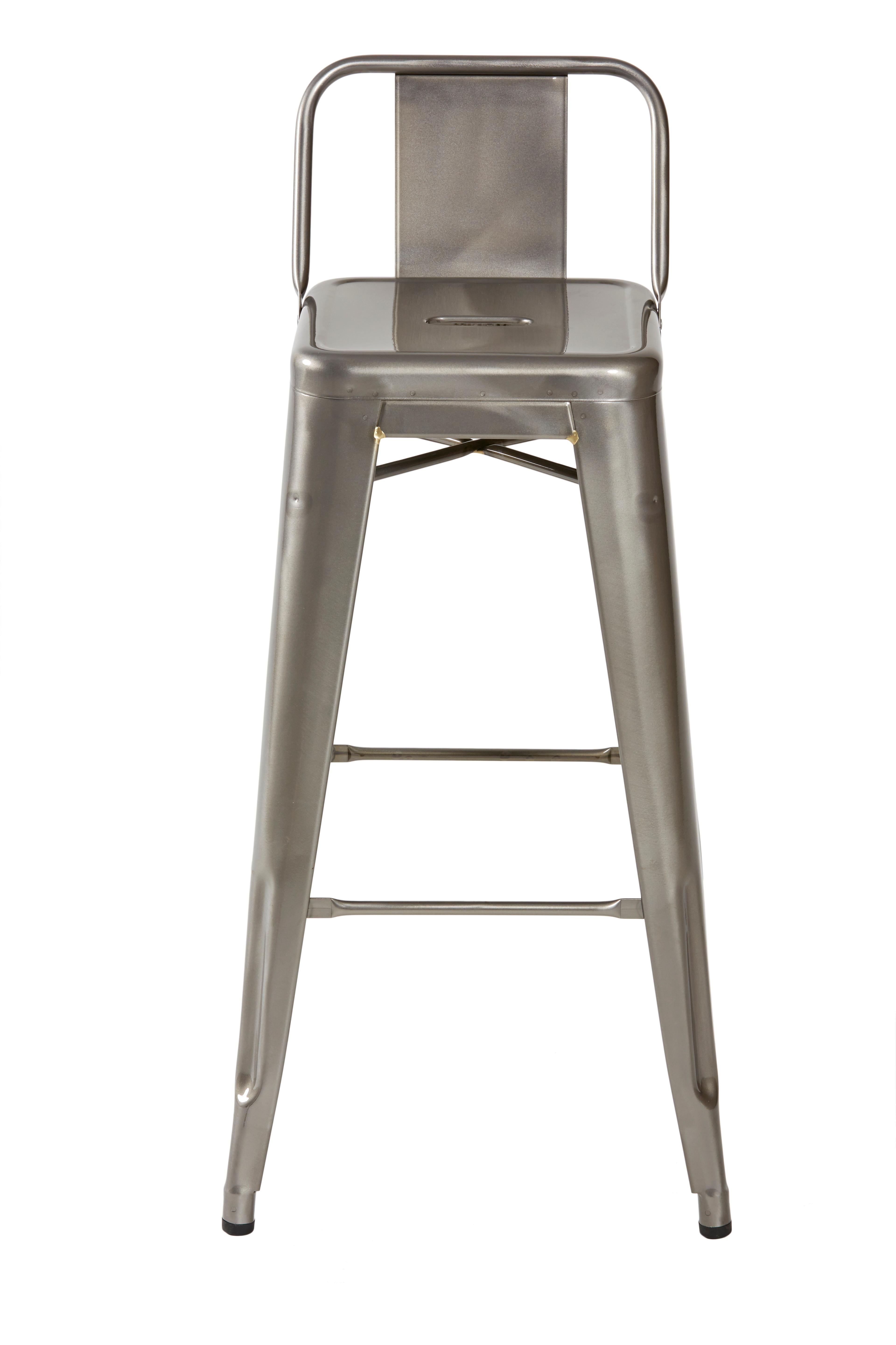 For Sale: Gray (Vernis Brilliant) HPD Stool 75 with Low Back in Essential Colors by Tolix 2