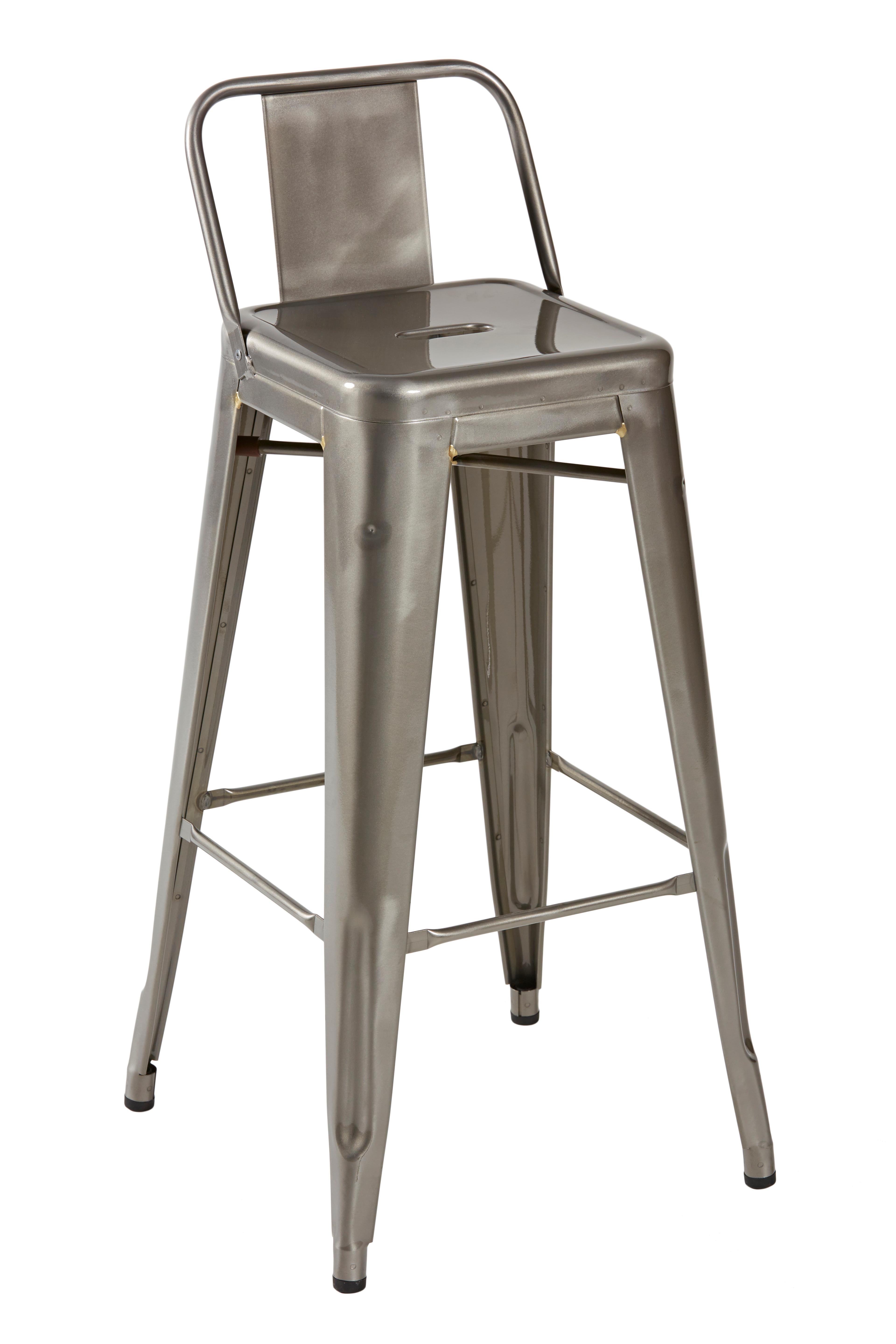 For Sale: Gray (Vernis Brilliant) HPD Stool 75 with Low Back in Essential Colors by Tolix 3