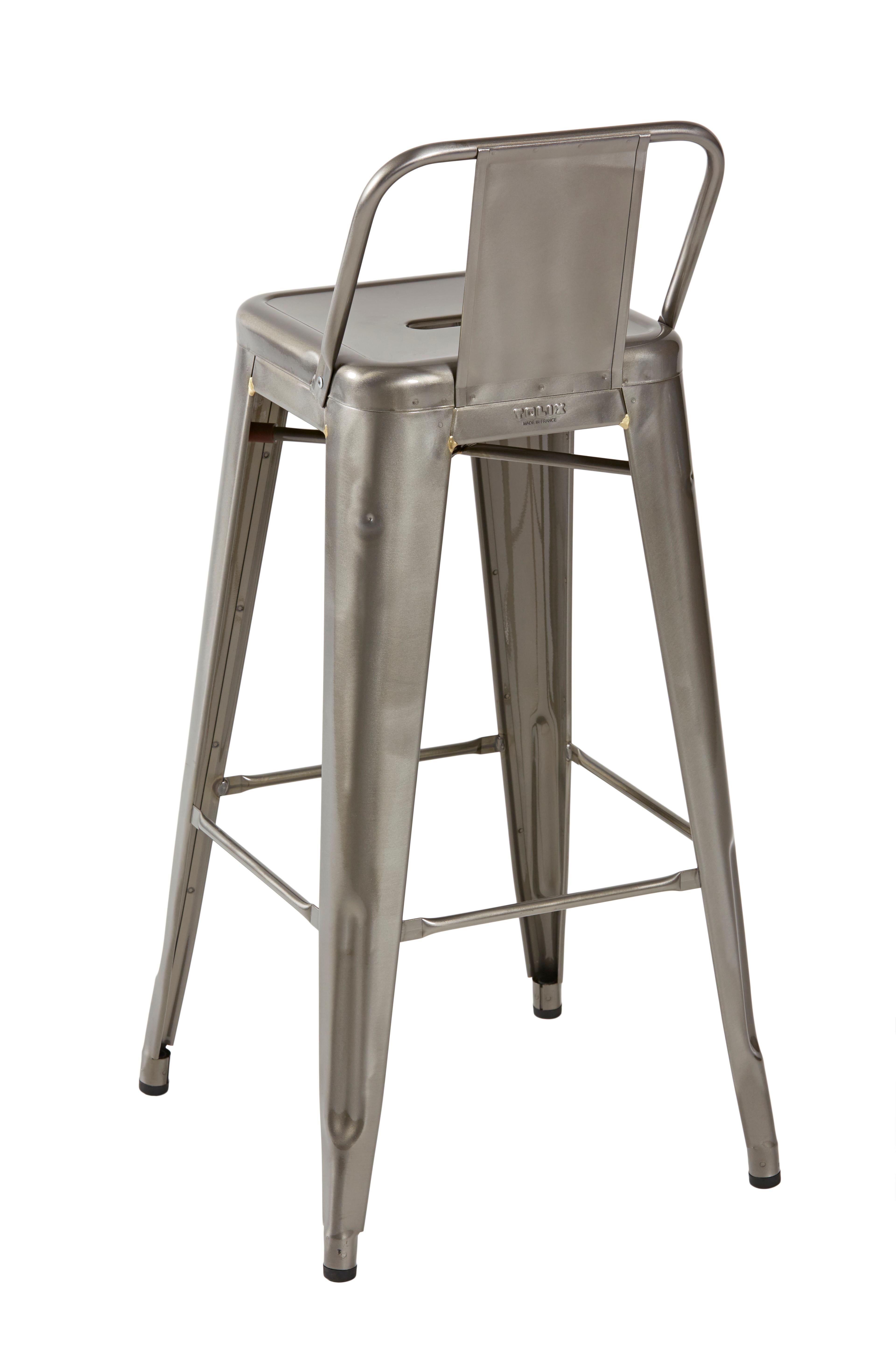 For Sale: Gray (Vernis Brilliant) HPD Stool 75 with Low Back in Essential Colors by Tolix 4