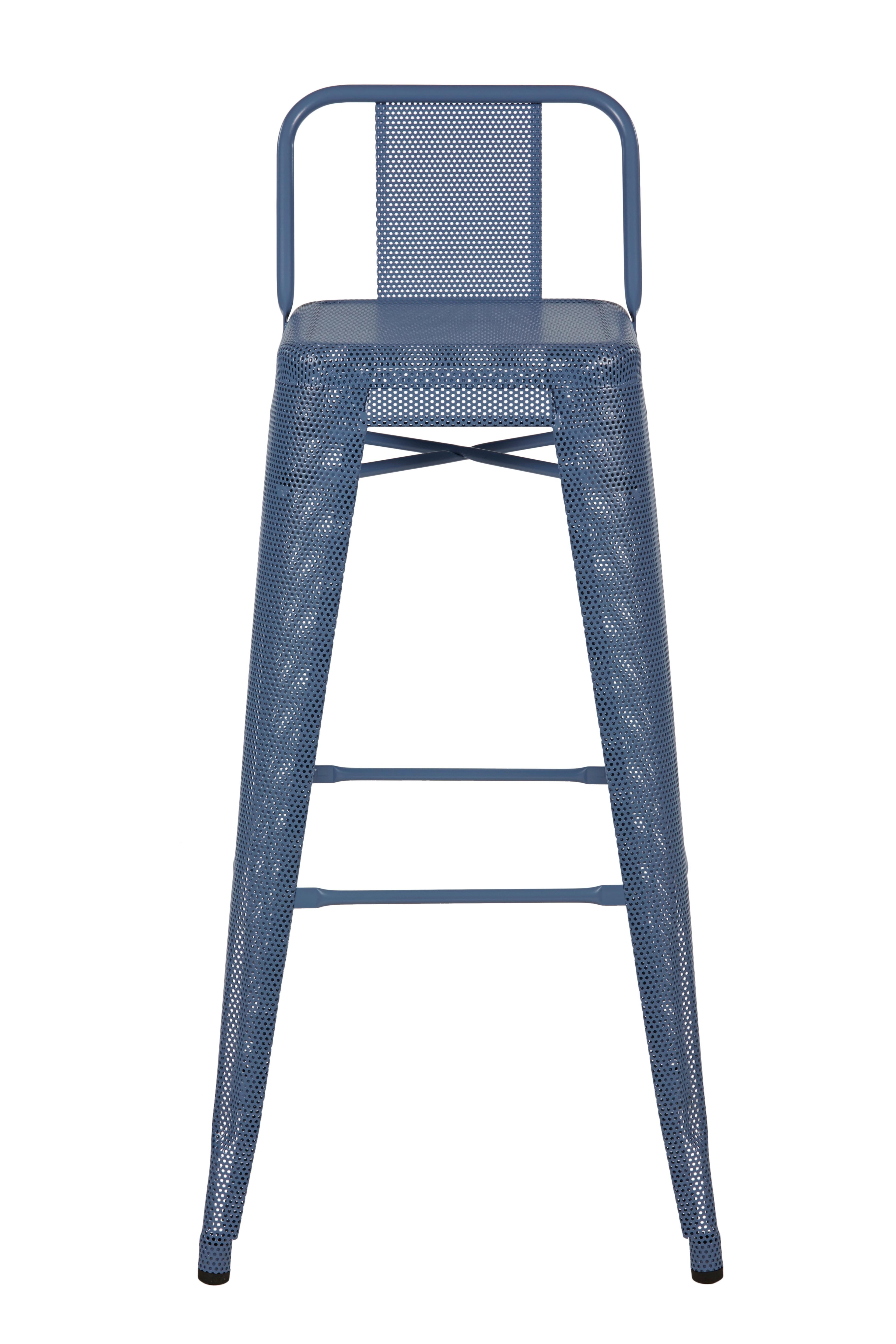 For Sale: Blue (Bleu Provence) HPD Stool Perforated 75 with Low Back in Pop Colors by Chantal Andriot & Tolix 2