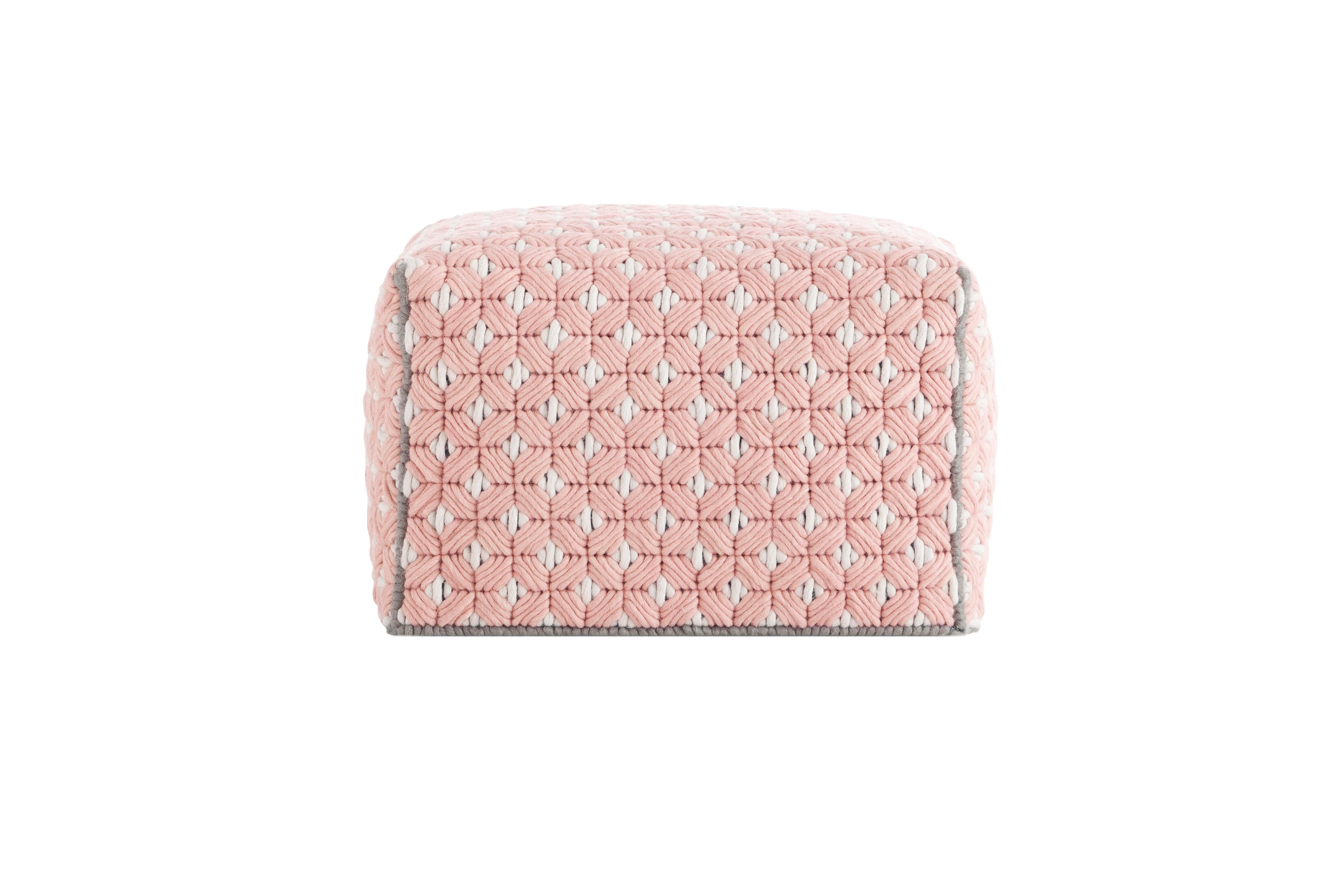 For Sale:  (Pink) GAN Silaï Small Pouf in Wool