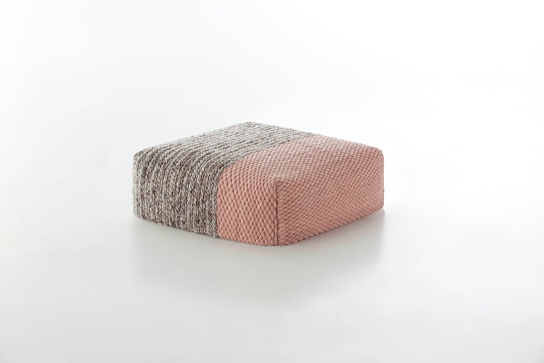 For Sale:  (Pink) GAN Mangas Space Square Pouf Plait in Wool 2