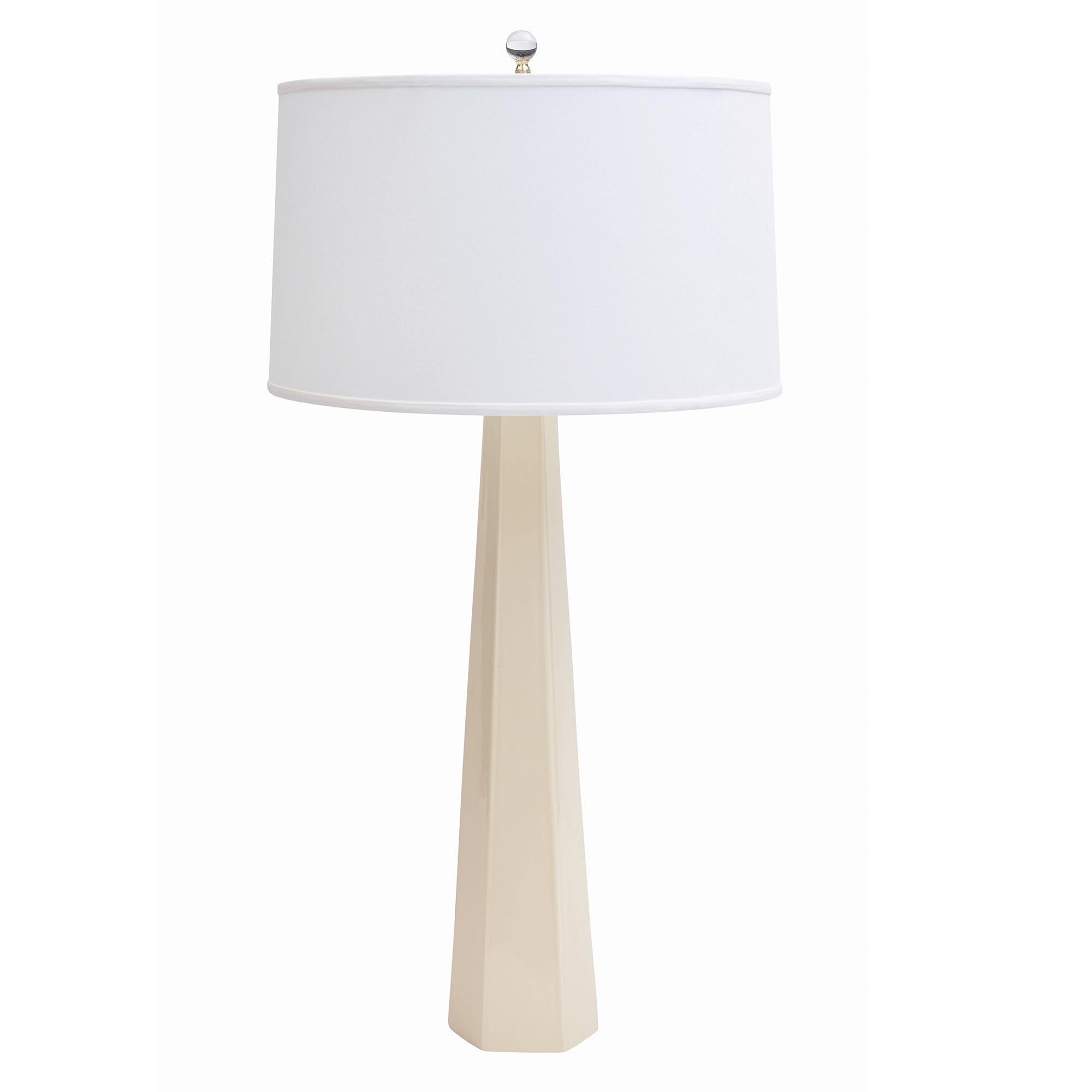 Beige (QR-20860.IVORY.0) Jan Showers Luxor Column Table Lamp with Ivory Linen Shade for CuratedKravet