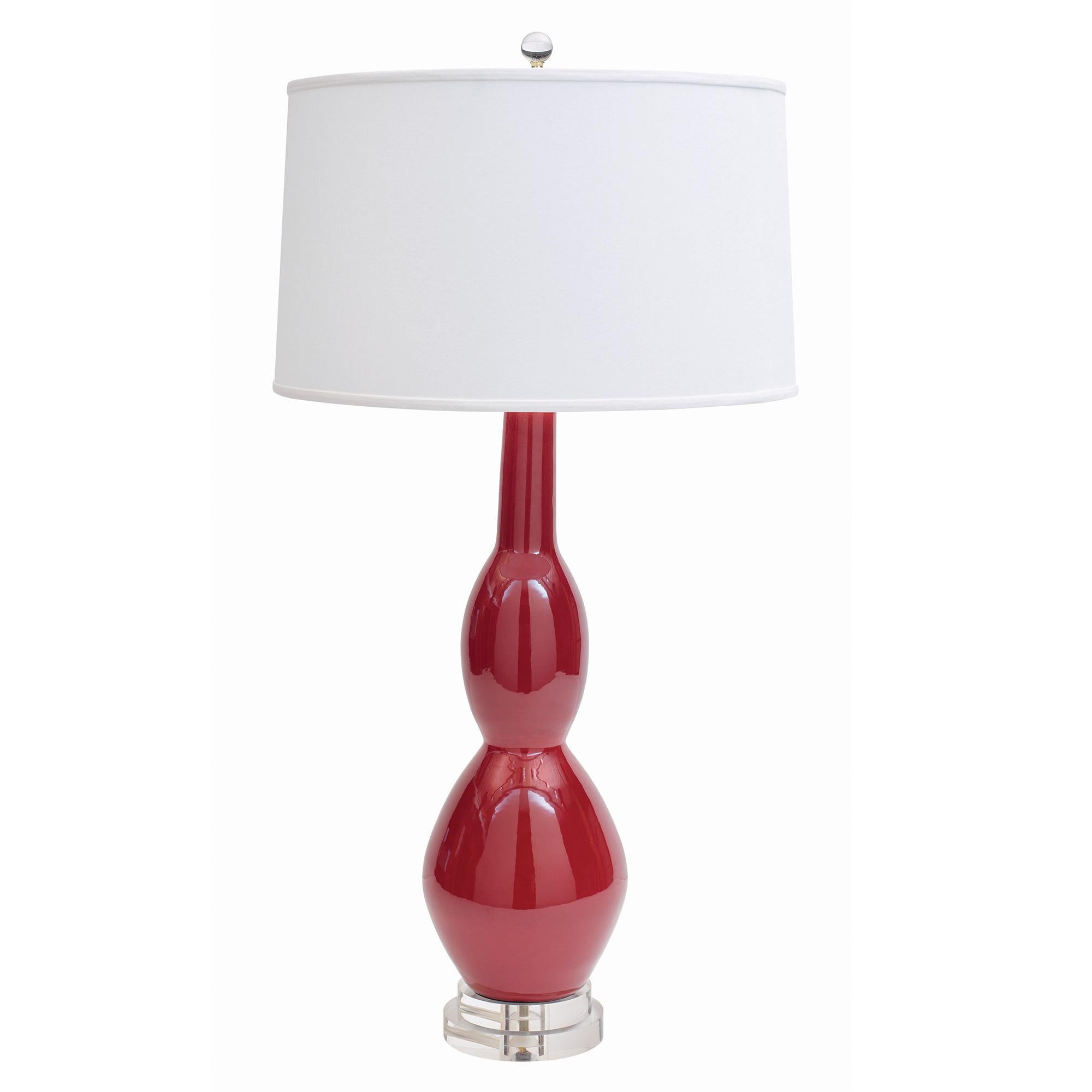 Red (QR-20858.OXBLOOD.0) Jan Showers Kravet Marilyn Table Lamp with Ivory Linen Shade for Curatedkravet